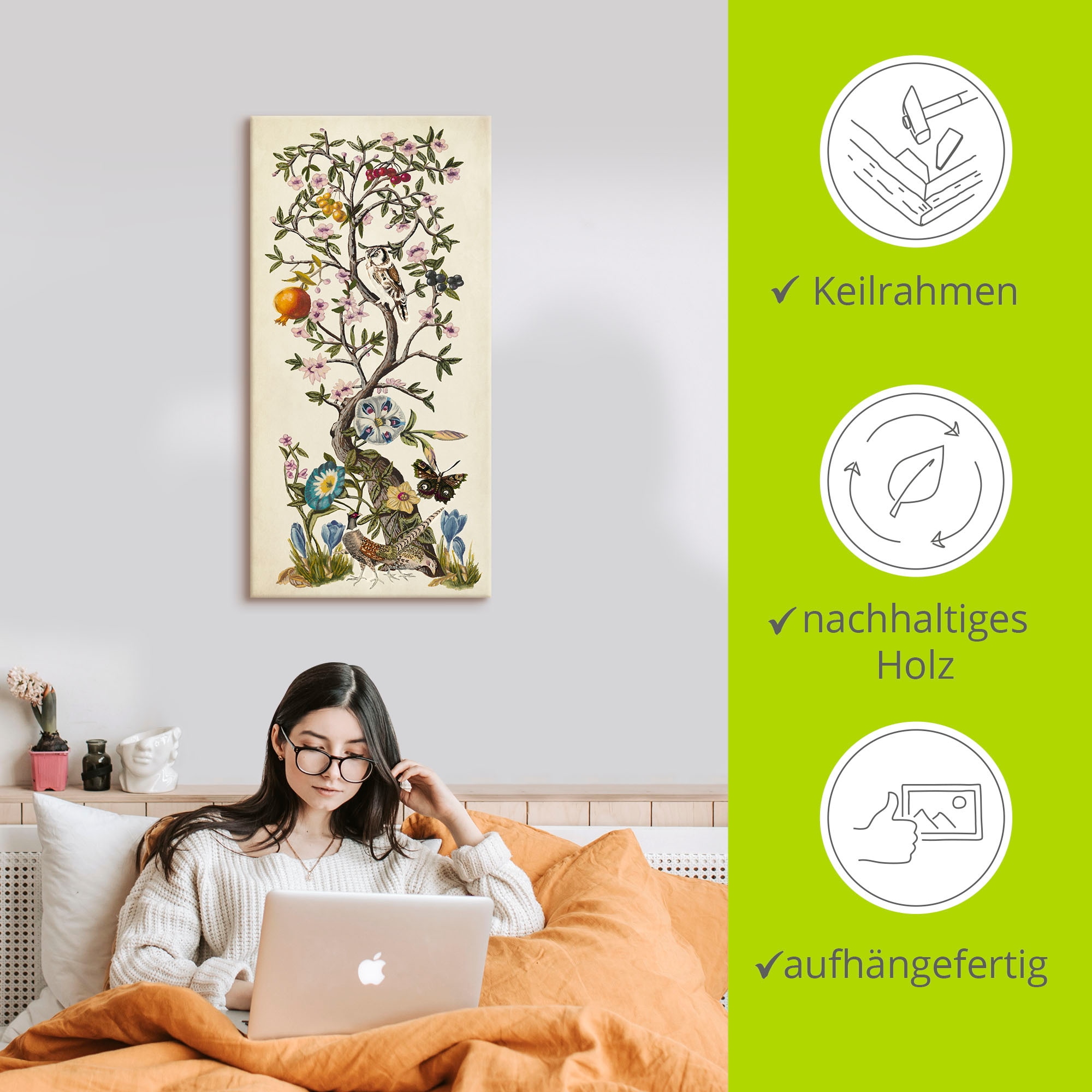 Artland Wandbild »Chinoiserie Natur I«, Pflanzen, (1 St.), als Alubild, Outdoorbild, Leinwandbild, Poster in verschied. Größen