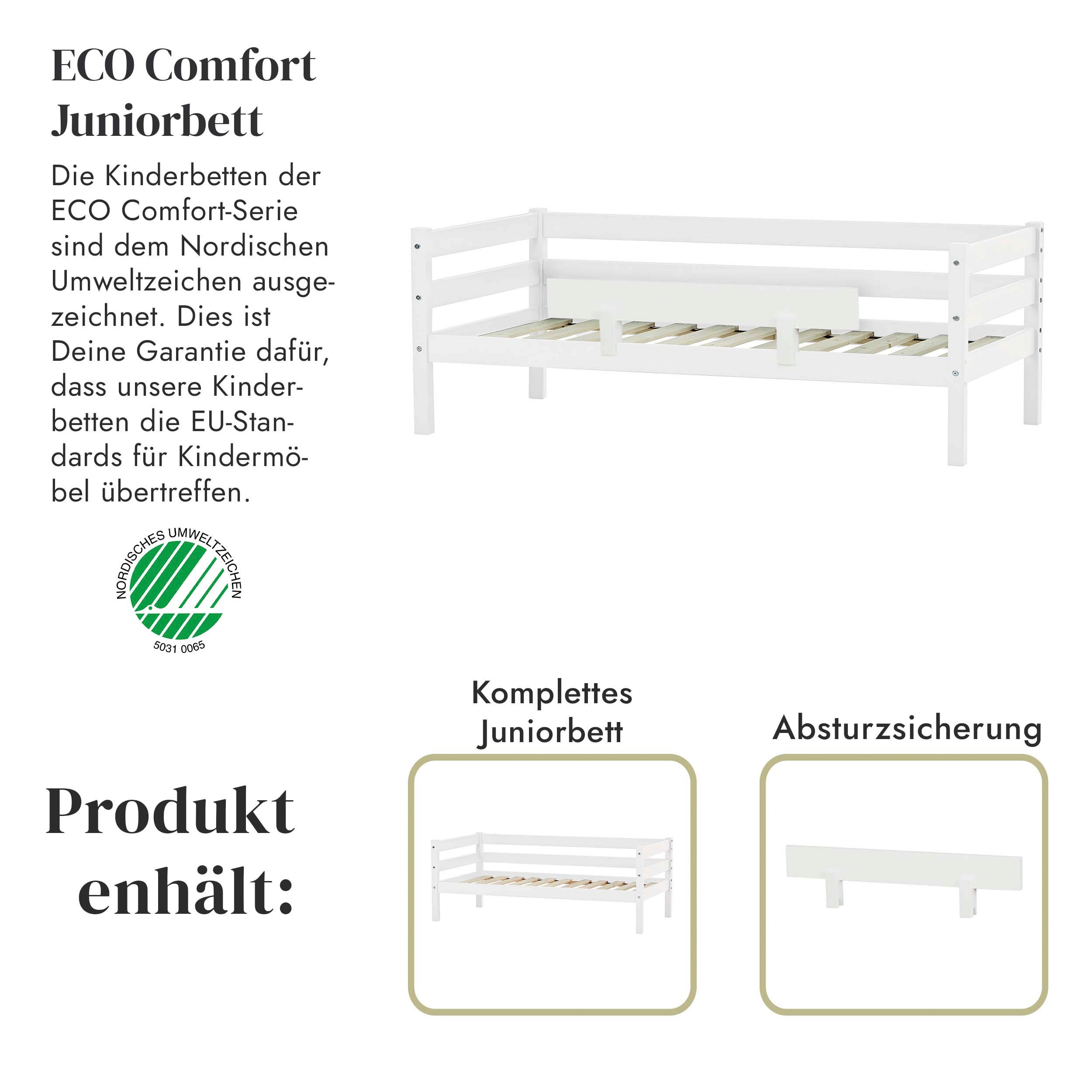 Thumbnail - Hoppekids Einzelbett "ECO Comfort Kinderbett, Kiefer Massivholz, Jugendbett inkl. Rollrost", 70x160 cm, wahlweise in ver...