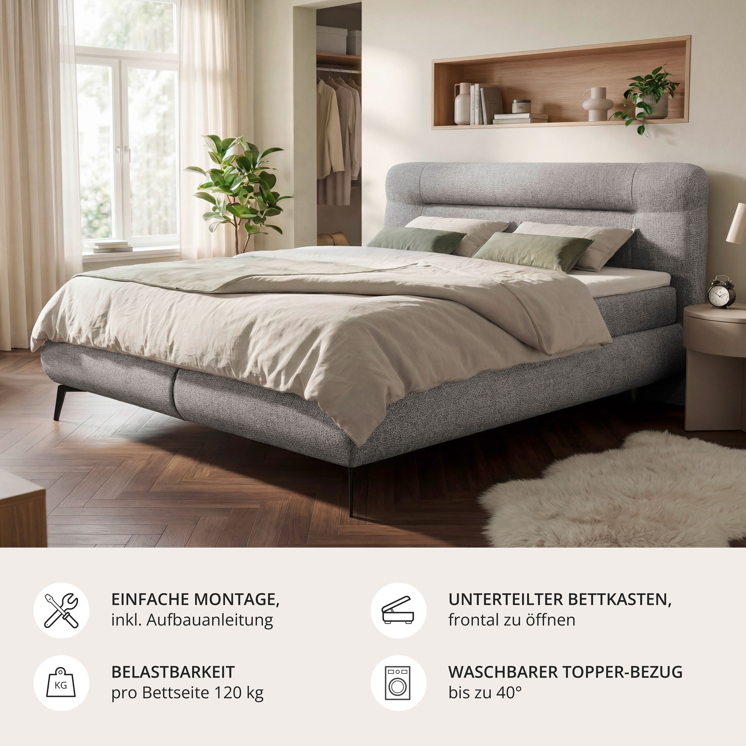 ED EXCITING DESIGN Boxbett »Colmar 180x200 mit 7-Zonen-Tonnentaschenfederkern«