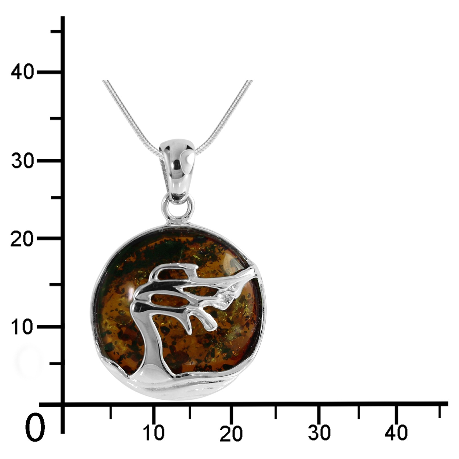 Kette mit Anhänger OSTSEE-SCHMUCK "- Windflüchter 21 mm - Silber 925/000 - Bernstein" Gr. 50, silber (silber 925, silberfarben, weiß), Schmuck_Sets, Damen, 50, Silber 925 (Sterlingsilber) 2