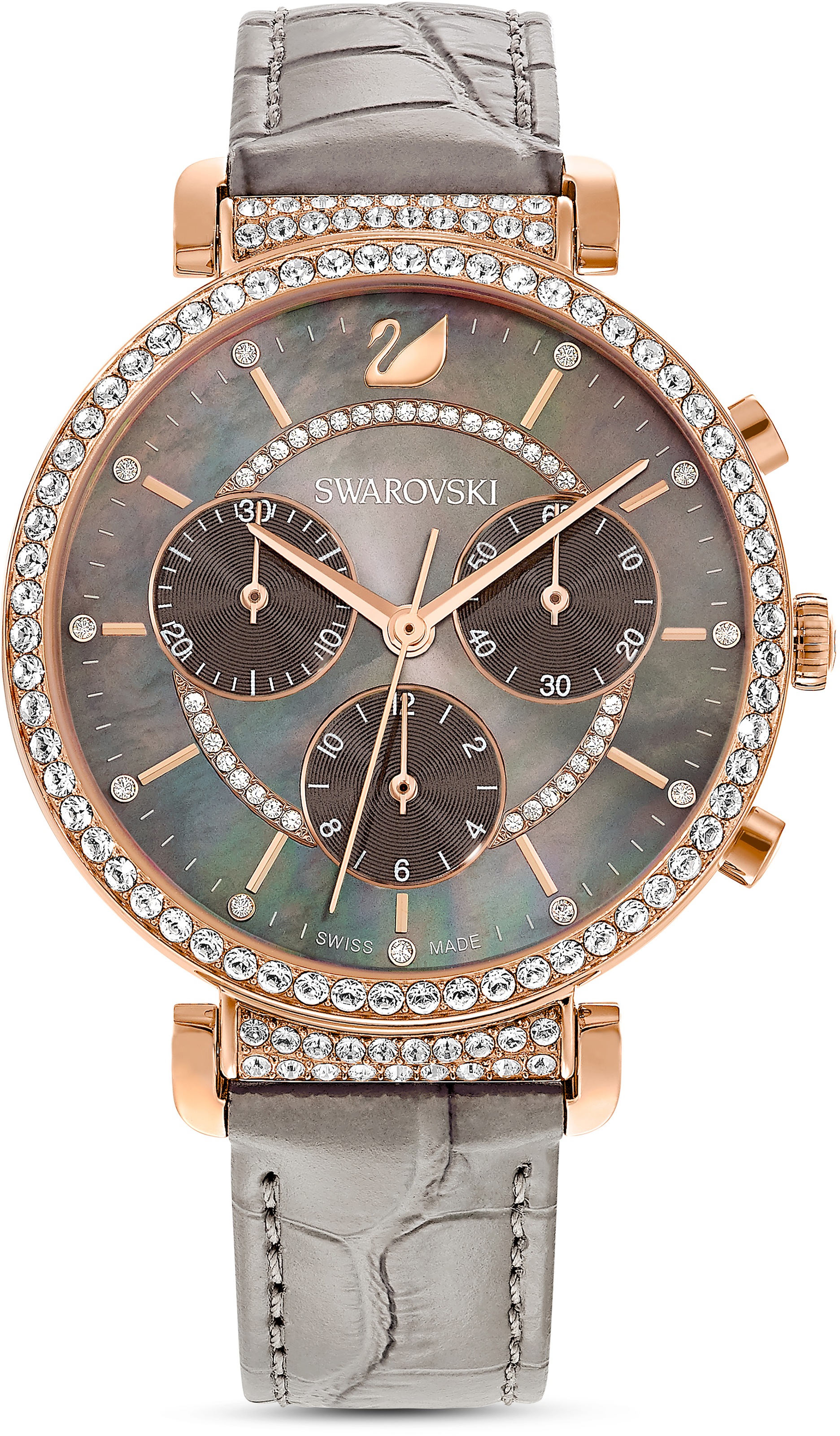 Swarovski Chronograph »PASSAGE CHRONO«, Armbanduhr, Quarzuhr, Damenuhr, Swarovski-Kristalle, Swiss Made