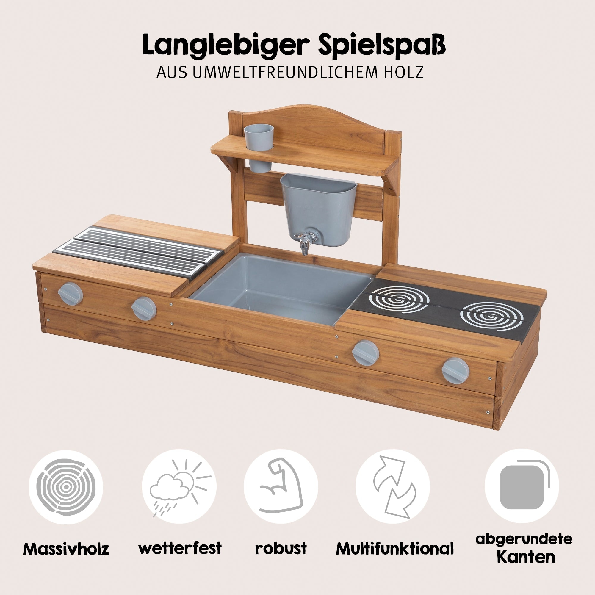 roba® Sandkasten »Outdoor+ 2in1 Balkonsandkasten mit Matschküche«