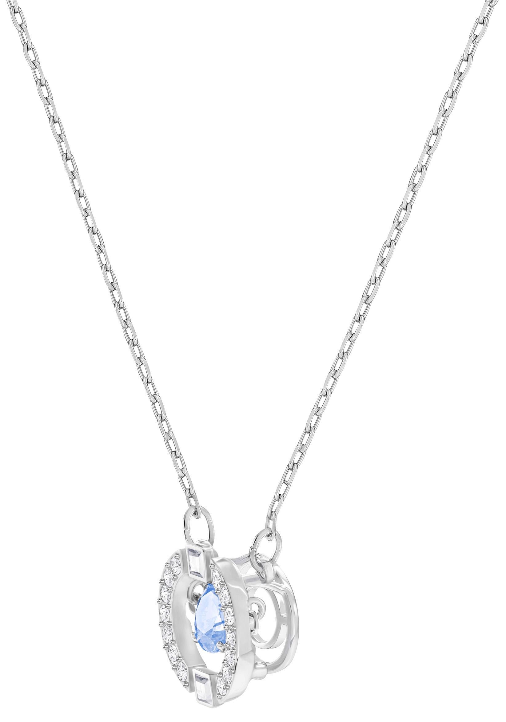 Swarovski Kette mit Anhänger »SPARKLING DANCE ROUND, BLAU, RHODINIERT, 5279425«, mit Swarovski® Kristall