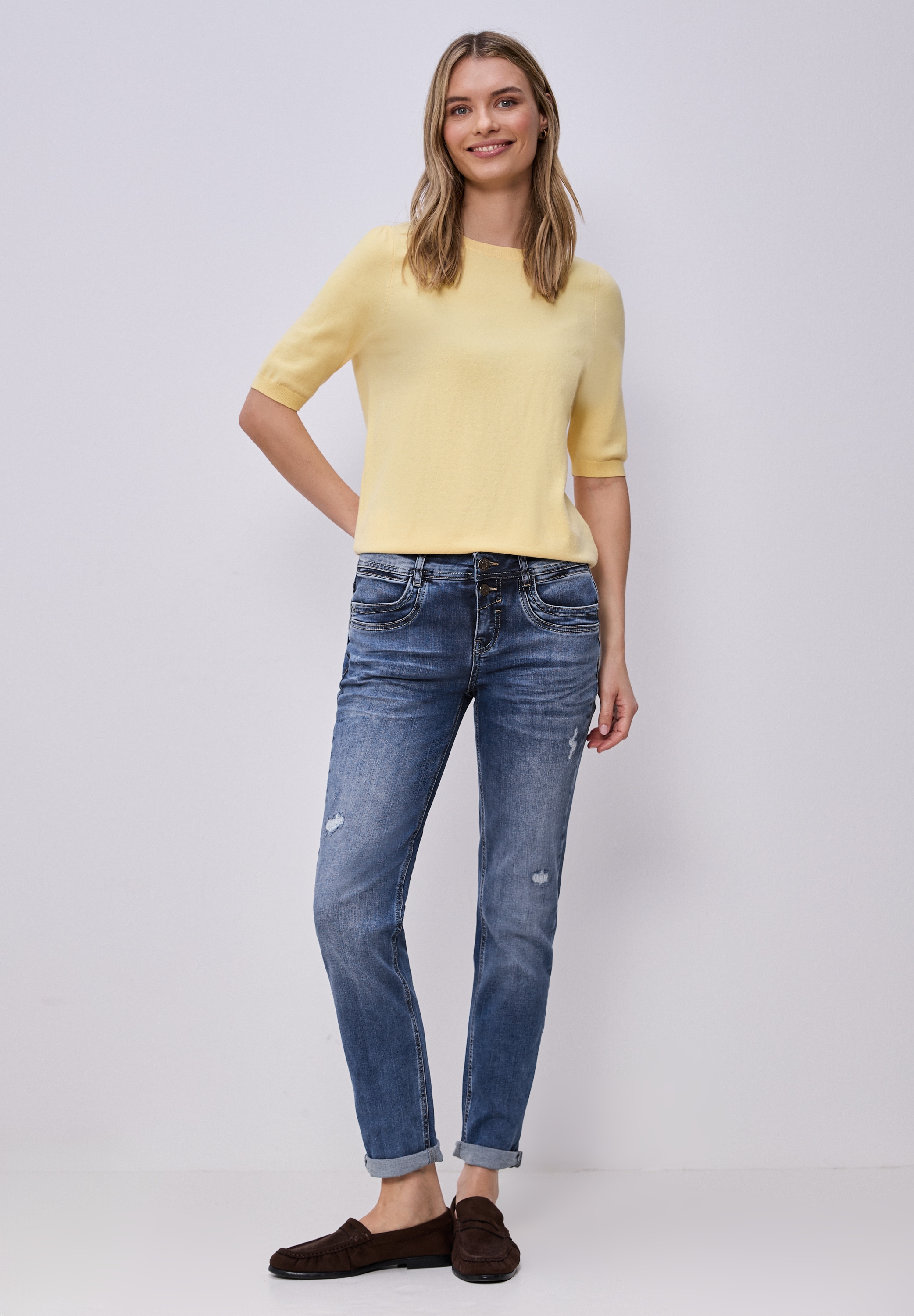 STREET ONE Comfort-fit-Jeans mit destroyed Details