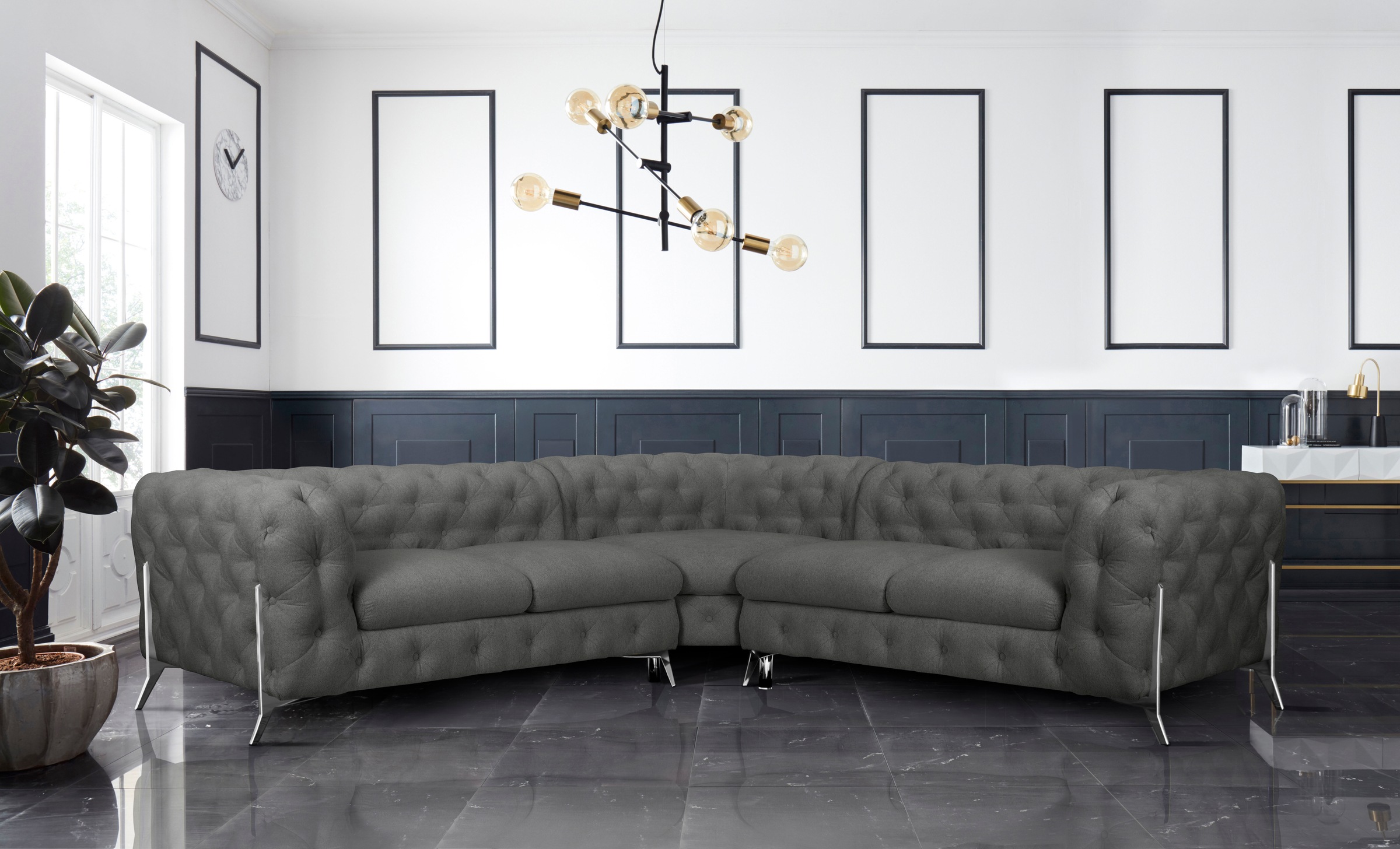 Home affaire Chesterfield-Sofa "Amaury L-Form" Chesterfield-Optik, Breite/T günstig online kaufen