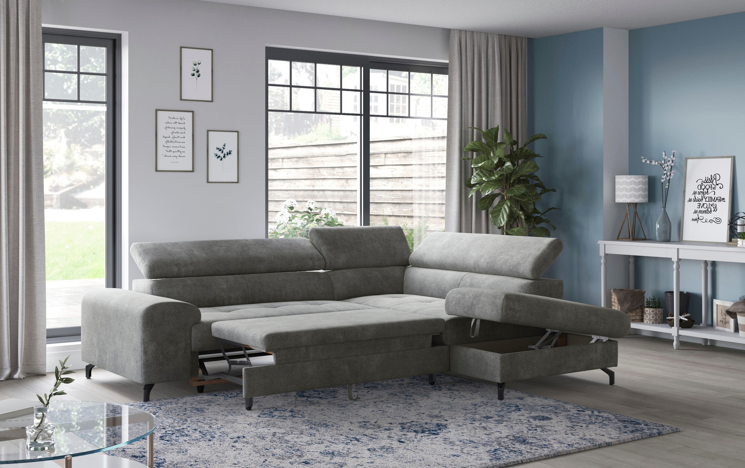 COTTA Ecksofa »Aura L-Form«, mit Schlaffunktion, Bettkasten und Kopfteilverstellung