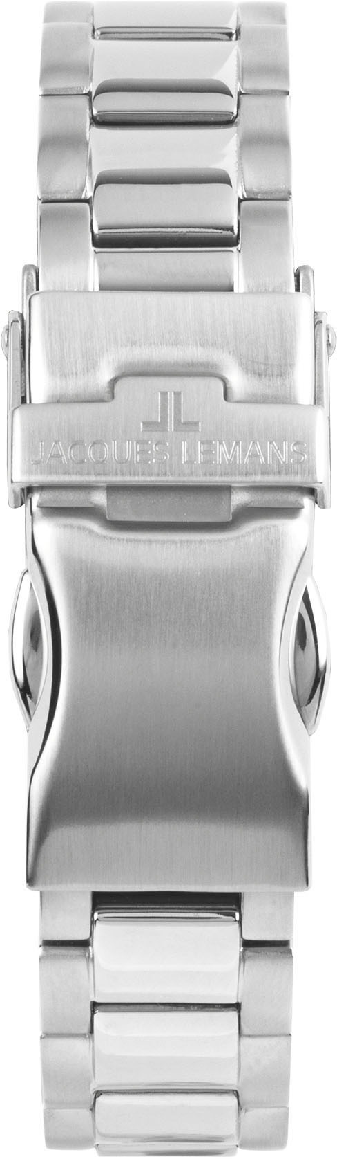 Jacques Lemans Quarzuhr »Derby, 1-1878B«, Armbanduhr, Damenuhr, Datum, Leuchtzeiger, Edelstahlarmband