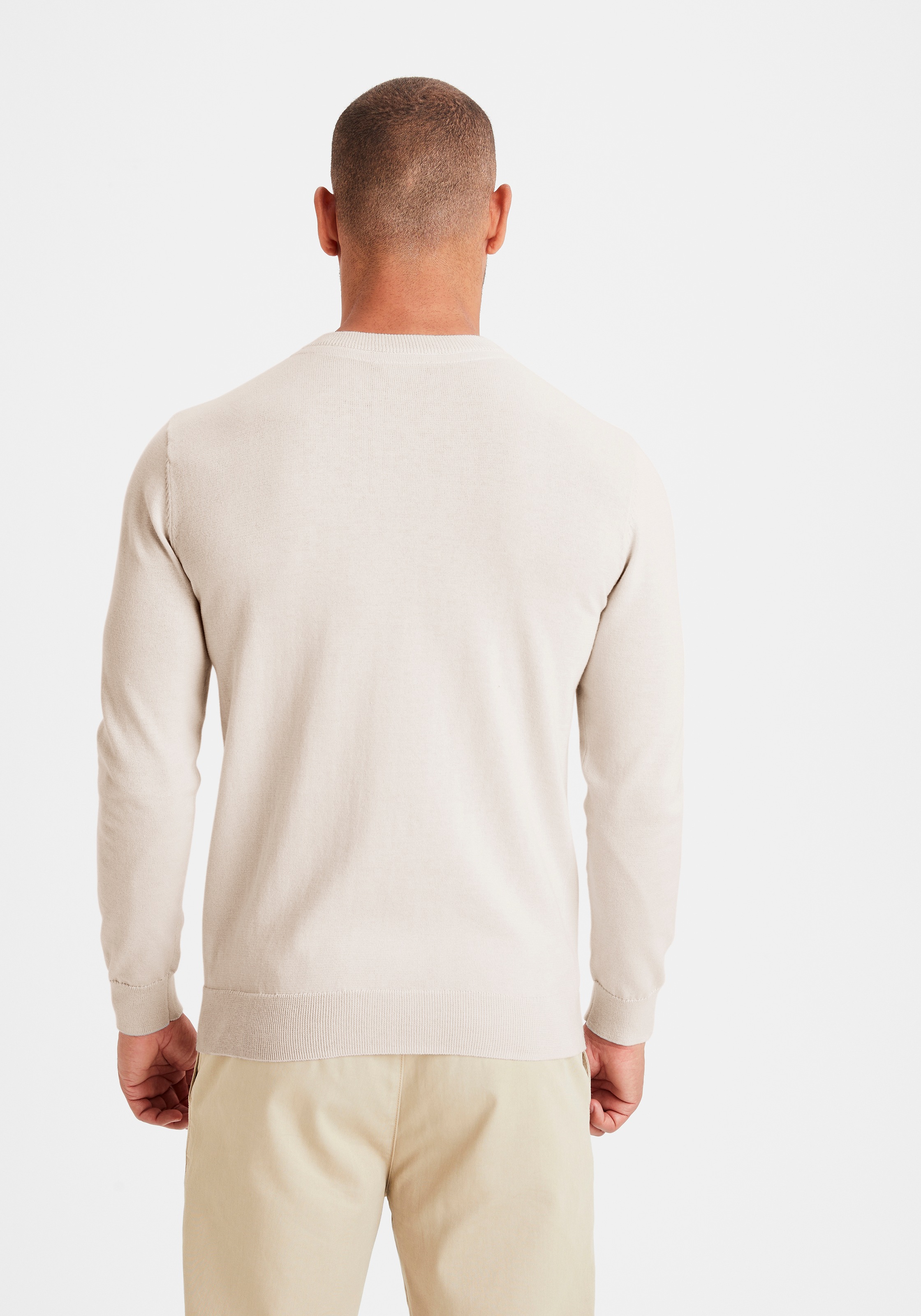 Strickpullover H.I.S, Herren, Gr. M (48/50), beige, Feinstrick, Obermaterial: 60% Baumwolle, 40% Polyester, unifarben, regular fit normal, Rundhals, Strickbündchen, Pullover Strickpullover, Regular Fit, Langarm, Pullover aus Feinstrick, Baumwollmischung 3