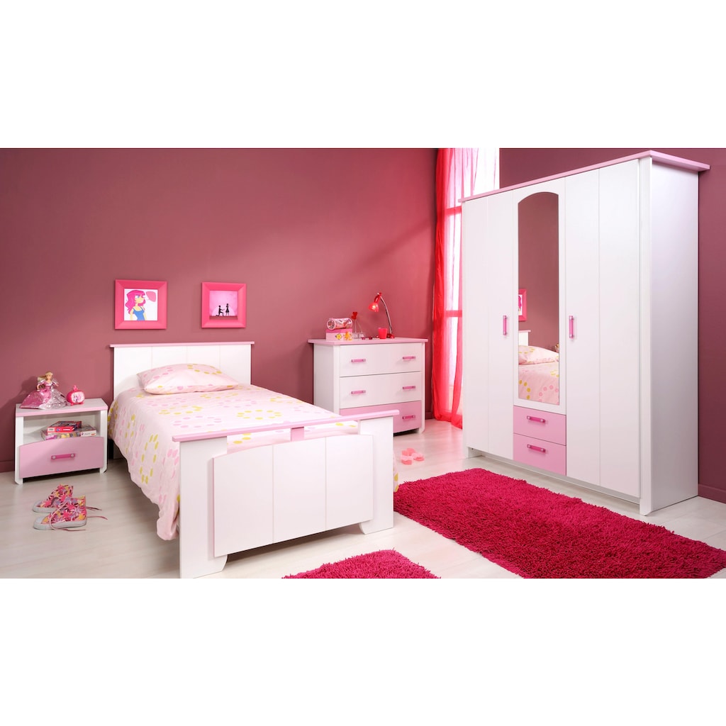 Parisot Jugendzimmer-Set »Biotiful«, (Set, 4 St., Bett, Nachttisch, Schrank, Kommode), mit Kleiderschrank und Kommode