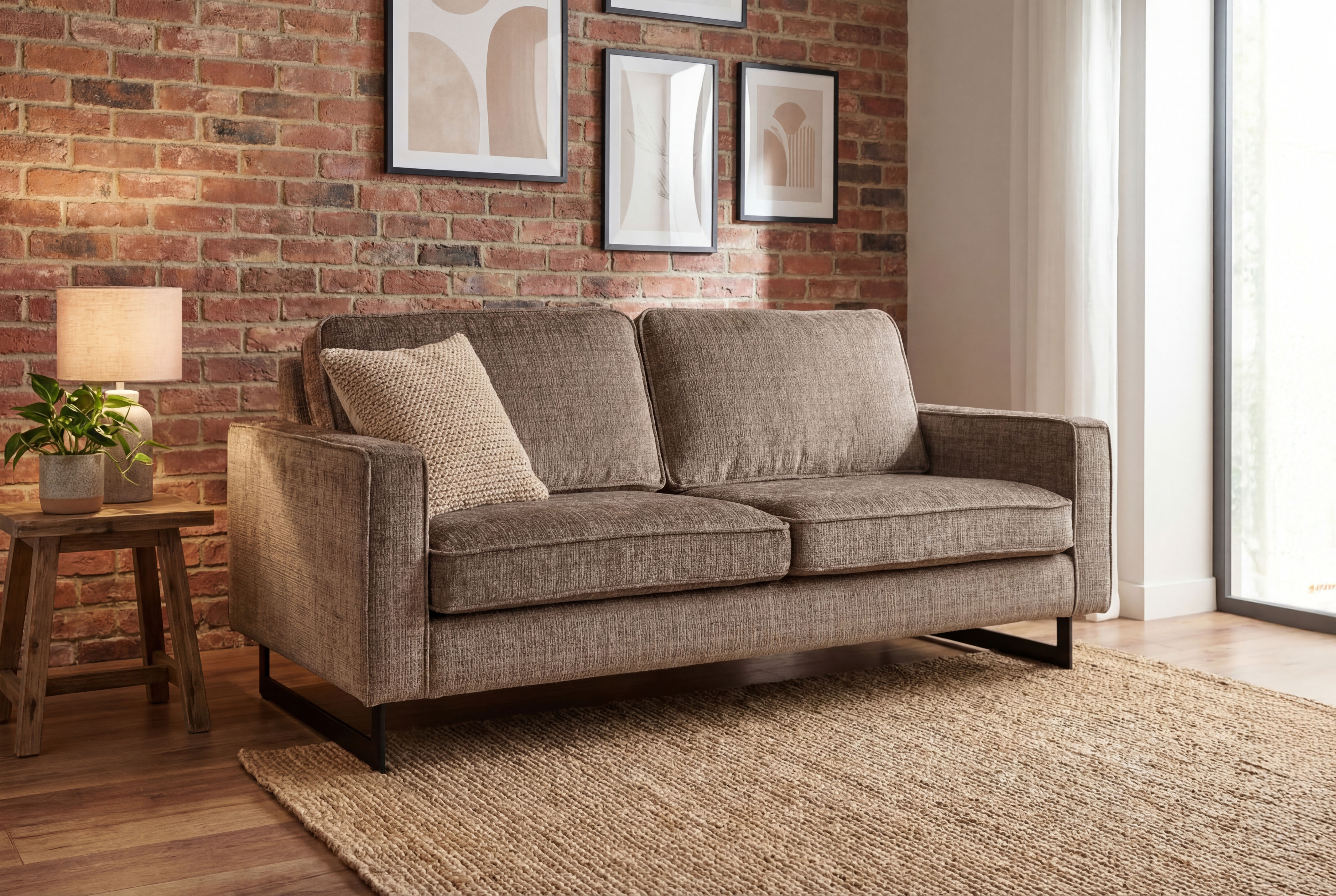 OTTO home 2-Sitzer "Pinto, 166 cm, Cord, Chenille, Lederoptik" mit Keder, schwarze Metallfüße, Wellenunterfederung