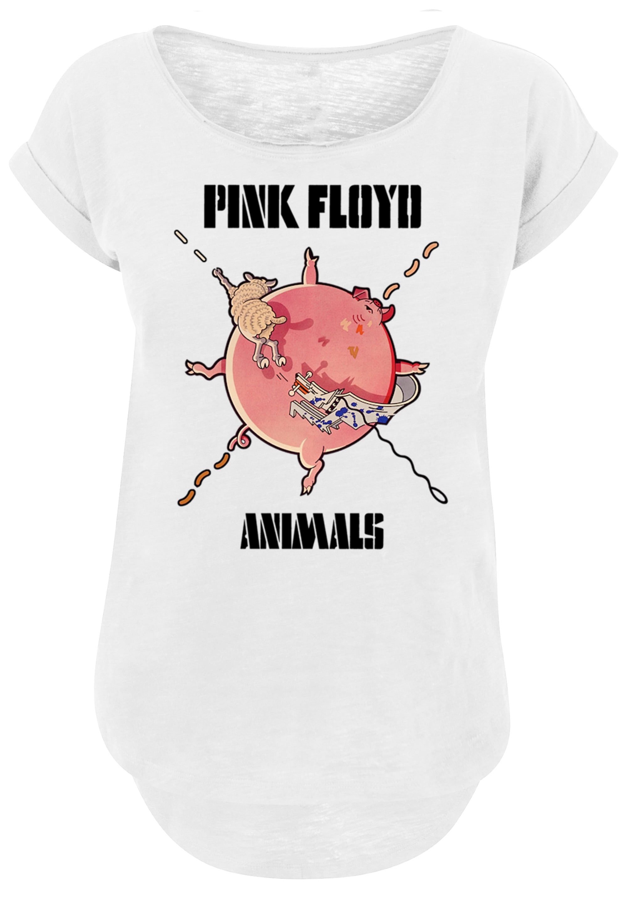 F4NT4STIC T-Shirt »Pink Floyd Fat Pig Ladies Long T-Shirt«, Damen,Premium Merch,Lang,Longshirt,Bandshirt