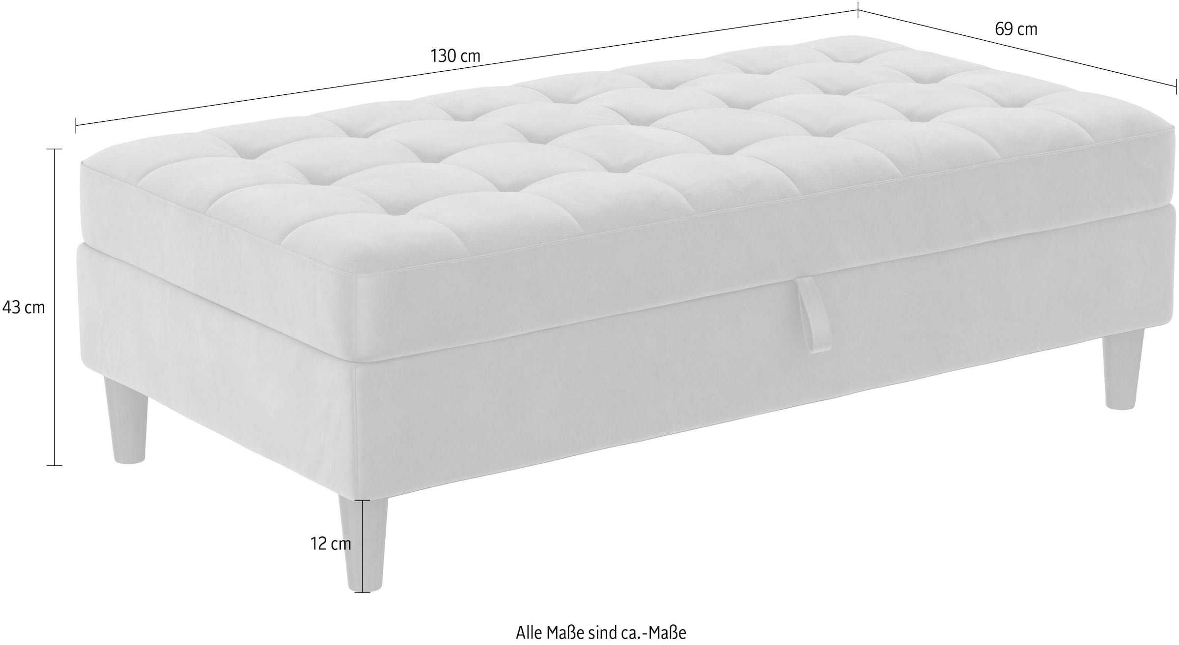 Dorel Home Stauraumhocker »Presley«, Polsterhocker mit Stauraum, frei im Raum stellbar, Sitzhöhe 43 cm