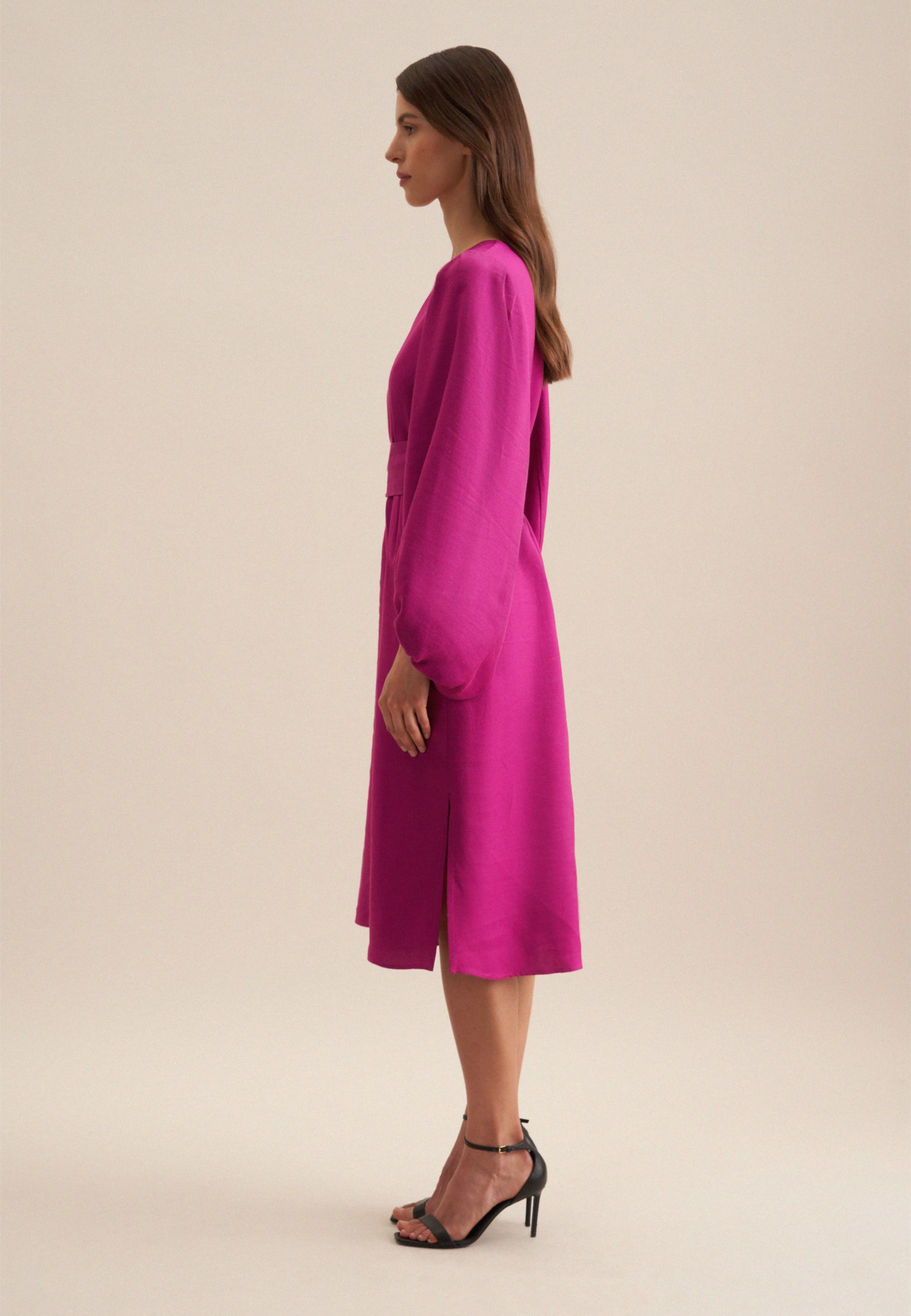 seidensticker Sommerkleid »Schwarze Rose«, Langarm V-Neck Uni
