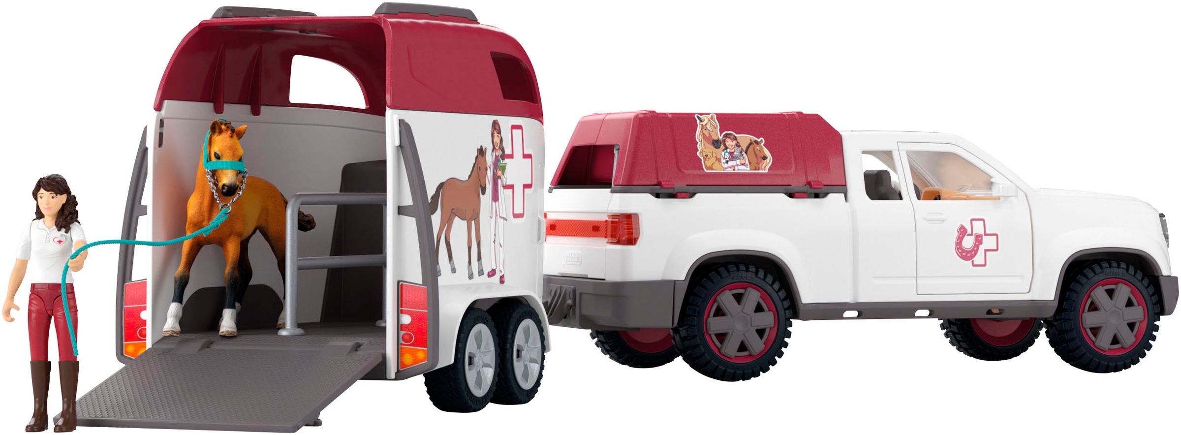Schleich® Spielzeug-Auto »HORSE CLUB, Mobile Tierärztin mit Anhänger (42704)«, Made in Europe