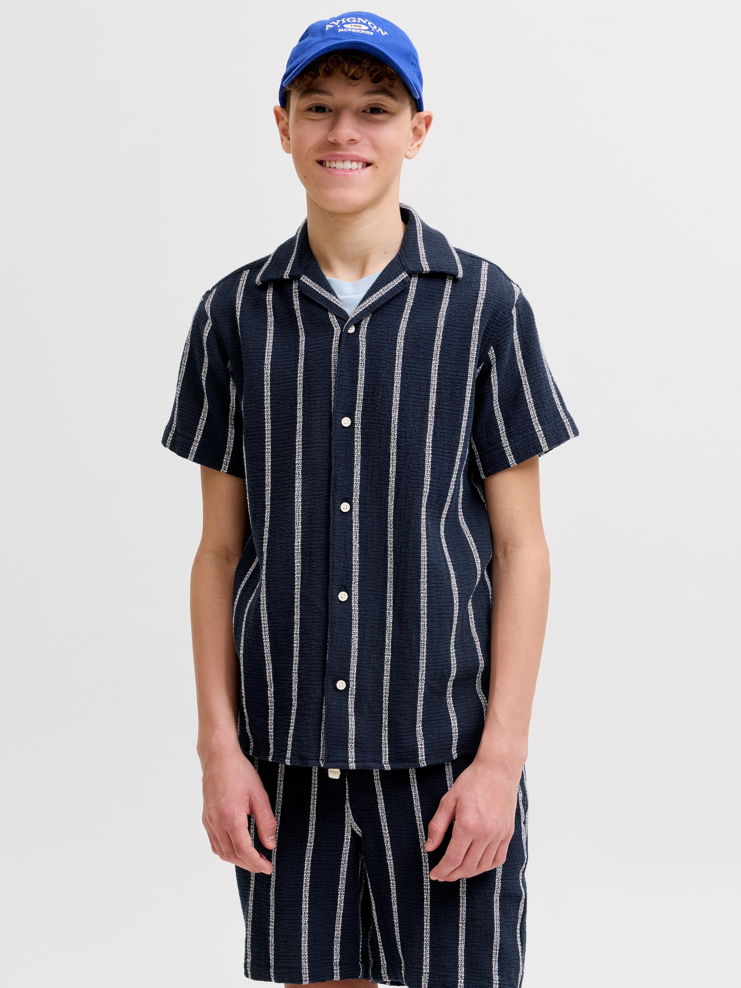 Jack & Jones Junior Kurzarmhemd »JORCOBA STRIPE RESORT SHIRT SS SN JNR« Baumwolle, locker geschnitten