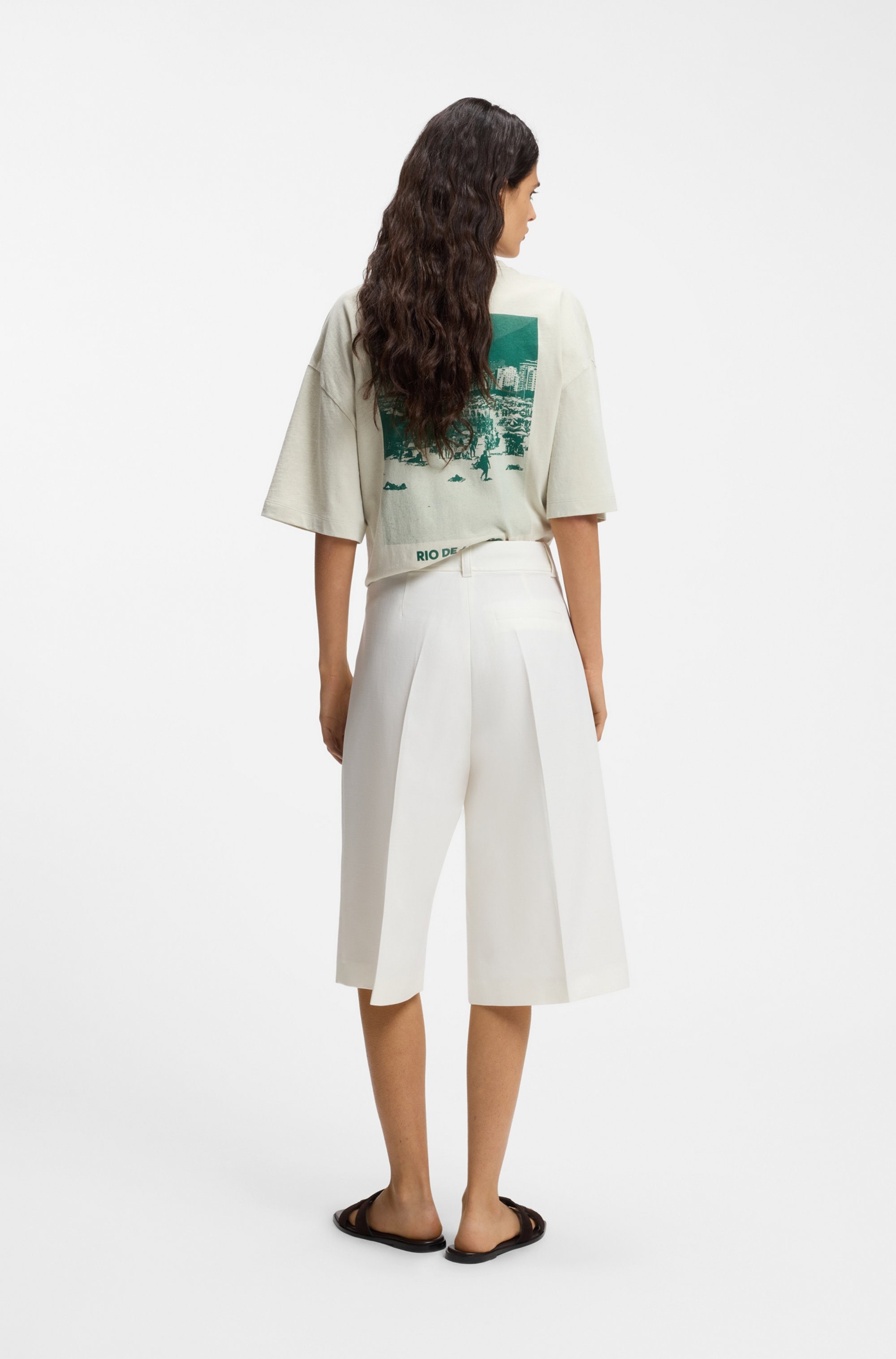 BOSS ORANGE Bermudas »Talarina Premium Damenmode«  aus softem Baumwoll-Leinen-Mix