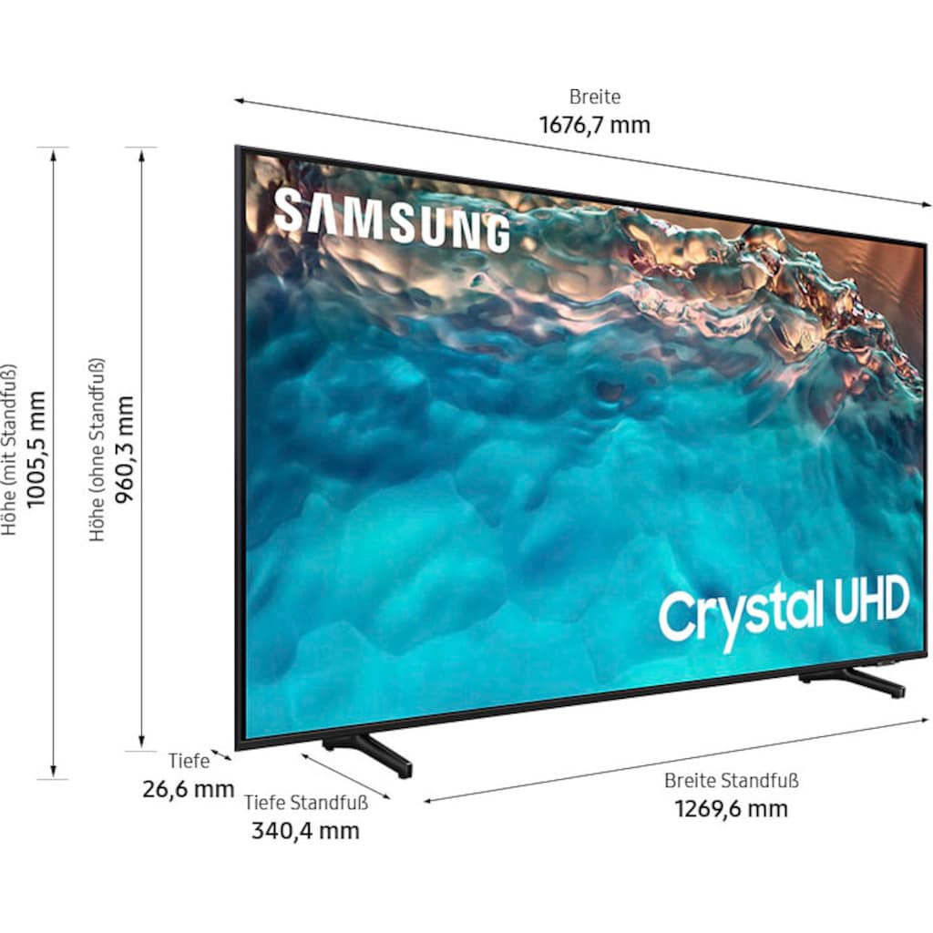 Samsung LED-Fernseher »75" Crystal UHD 4K BU8079 (2022)«, 189 cm/75 Zoll, 4K Ultra HD, Smart-TV-Google TV, Crystal Prozessor 4K-HDR-Motion Xcelerator