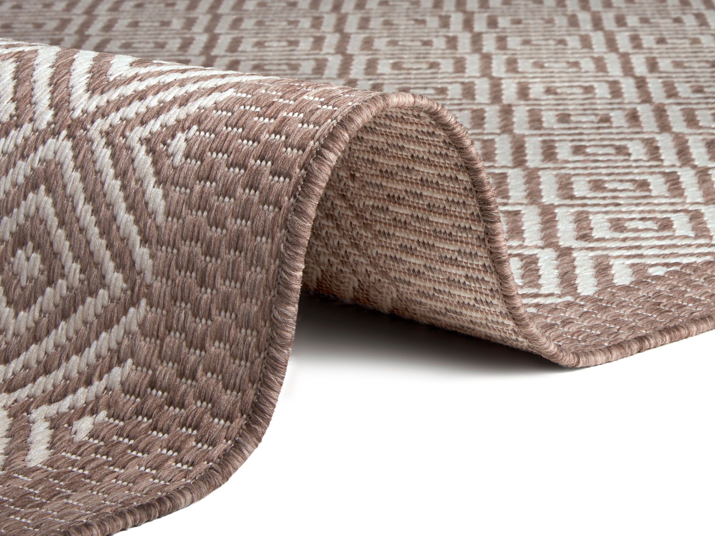 my home Teppich »Violet«, rechteckig, 3 mm Höhe, mit Bordüre & Rauten, Strapazierfähig und pflegeleicht, Flachgewebe
