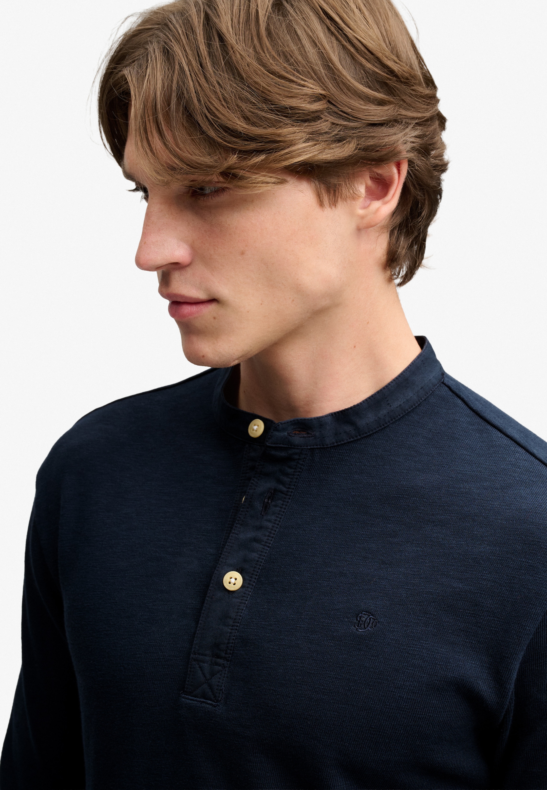 Superdry Langarmshirt »WOVEN PLACKET GRANDAD TOP« Baumwolle, relaxed fit