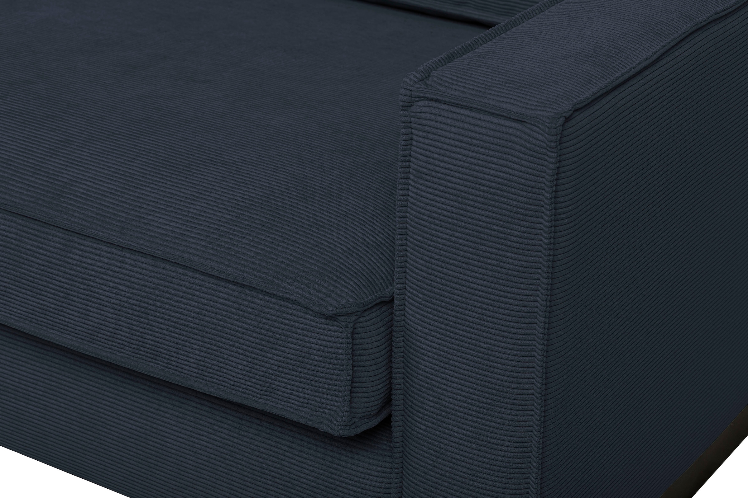 Places of Style Ecksofa »Pinto, 290 cm, Cord, Chenille, Lederoptik, Ottomane links / rechts«, mit Keder, schwarze Metallfüße, Wellenunterfederung