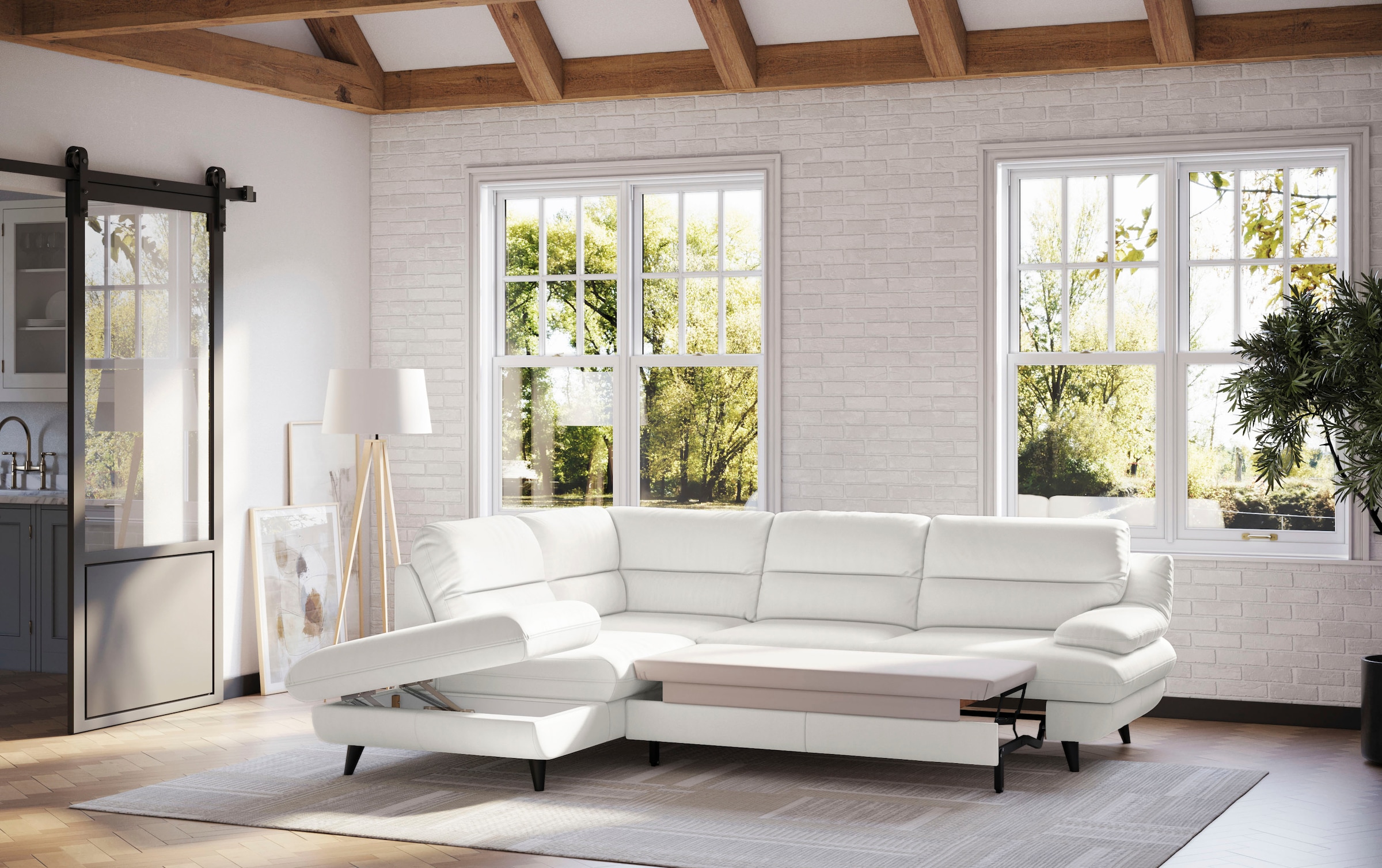 COTTA Ecksofa "Pike L-Form, B: 266 cm" optional Schlaffunktion & Bettkasten