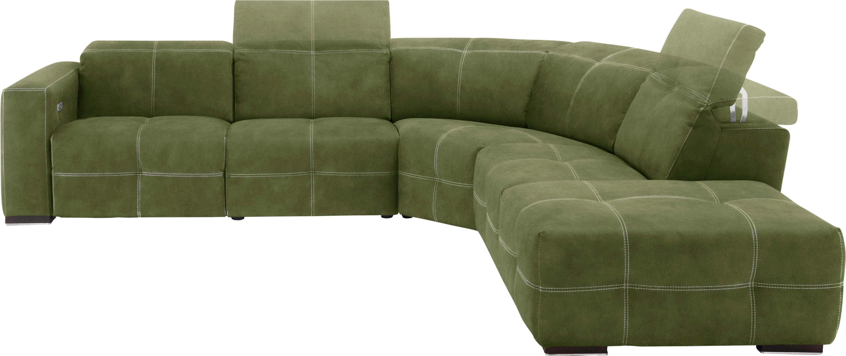 Egoitaliano Ecksofa "Sauvanne, Designsofa der Extraklasse, elegant und bequem, L-Form" wahlweise mit elektrischer Relaxfunktion, Kopfteilverstellung