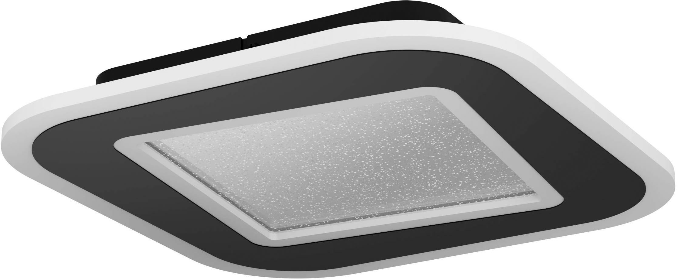 EGLO Deckenleuchte »Macchoni Deckenlampe, Kristall Deckenleuchte mit Fernbedienung, Lampe« LED-Modul 1 Stk. Kaltweiß | Neutralweiß | Warmweiß Wand-/Deckenleuchte - L38 x B38 x H5 cm - schwarz, weiß - 20W inkl.