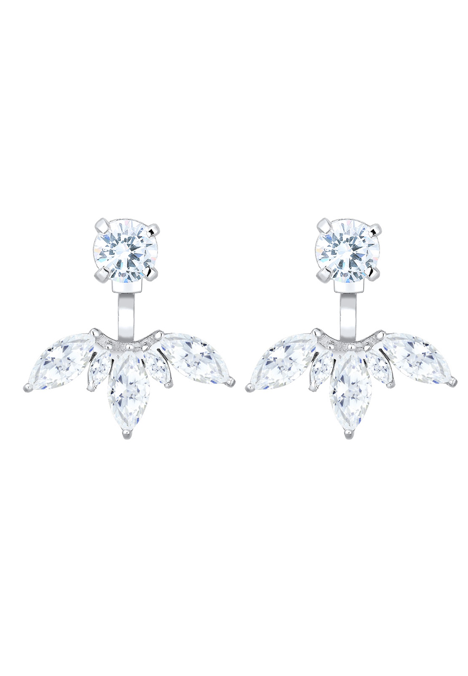 Elli Paar Ohrhänger »Floral Ear Jackets Zirkonia Weiß 925 Sterling Silber«