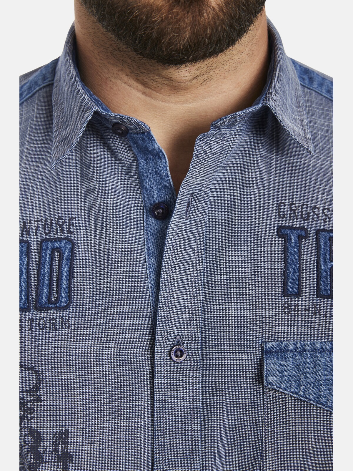 Jan Vanderstorm Jeanshemd »Kurzarmhemd NATTFARI«, (1 tlg.), mit Applikationen im Denimlook