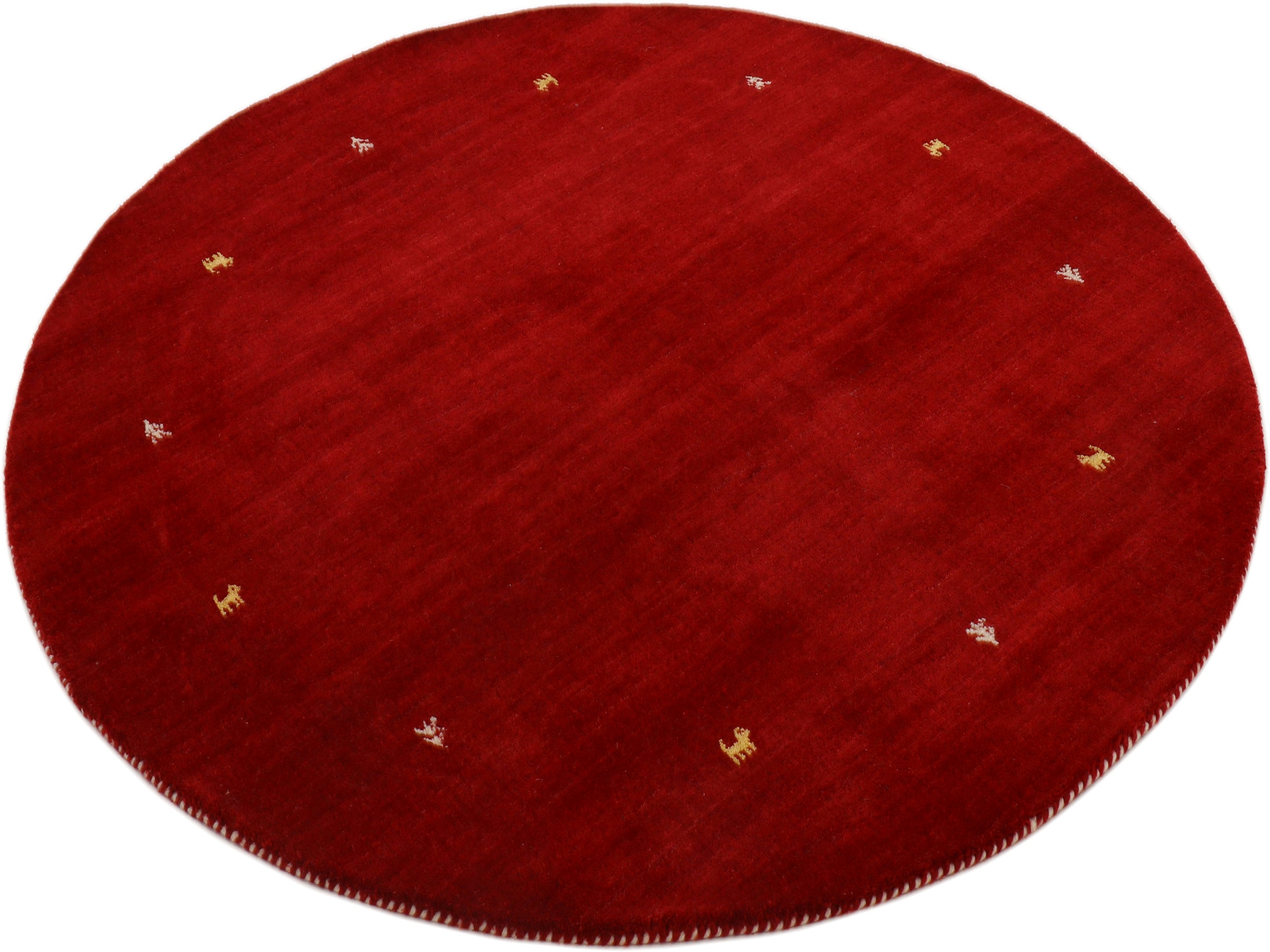 carpetfine Wollteppich »Gabbeh Uni«, rund, 15 mm Höhe, reine Wolle handgewebt, Gabbeh Tiermotiv warmes Raumklima viele Größen