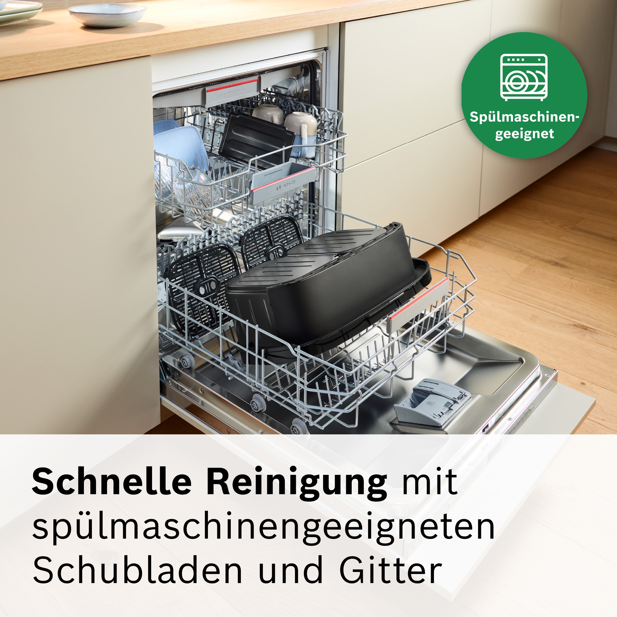 BOSCH Heißluftfritteuse »Airfryer MAFD490B7, Dualbasket, 10 L oder 2* 5L Kammern, schwarz« 2500 W PFAs frei, einfache Reinigung, 6 voreingestellte Programme