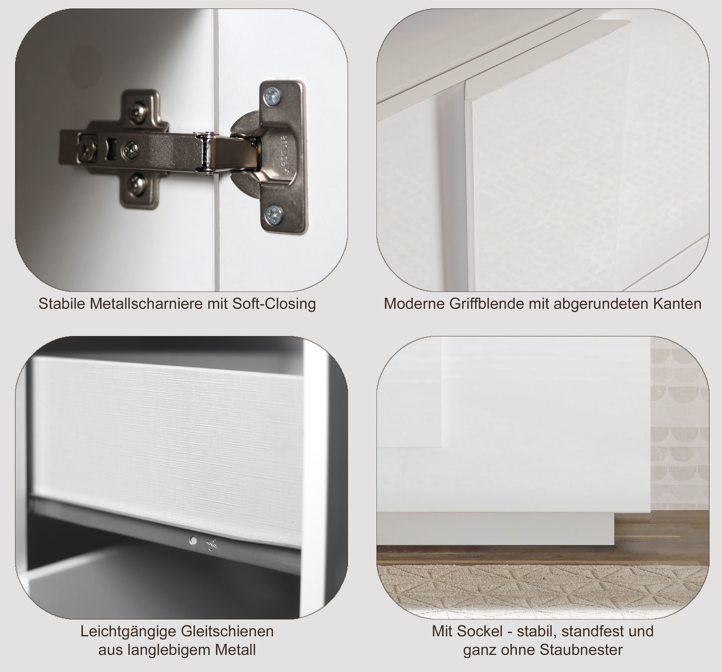 INOSIGN Sideboard »Jupiter, Breite 181 cm, Kommode mit 3 Türen Softclosing«, viel Stauraum, moderne Griffblenden, FSC®