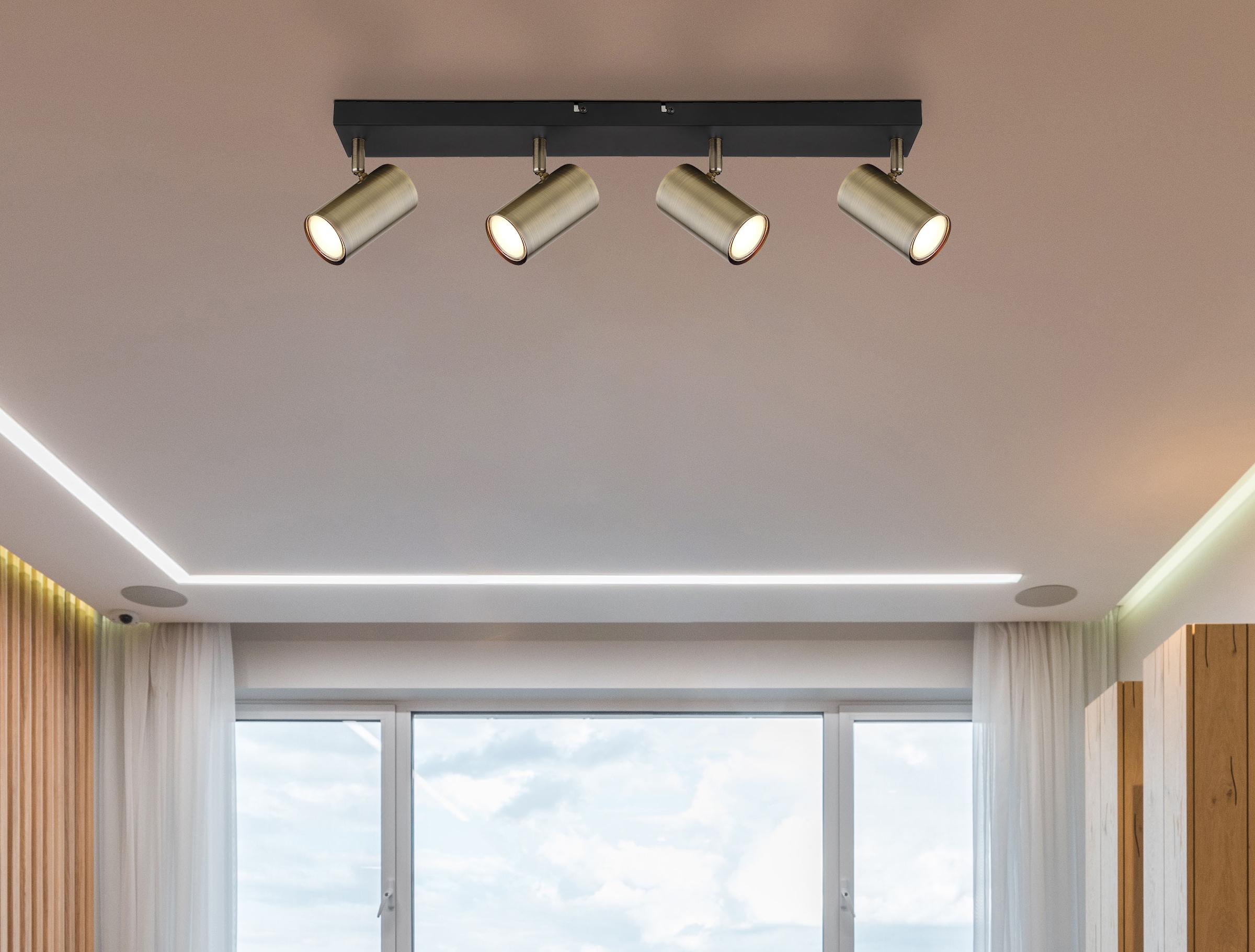 GLOBO LIGHTING Deckenspot »ROBBY« GU10 1 Stk. Strahler Schwarz/Alt-Messing, GU10, schwenkbar