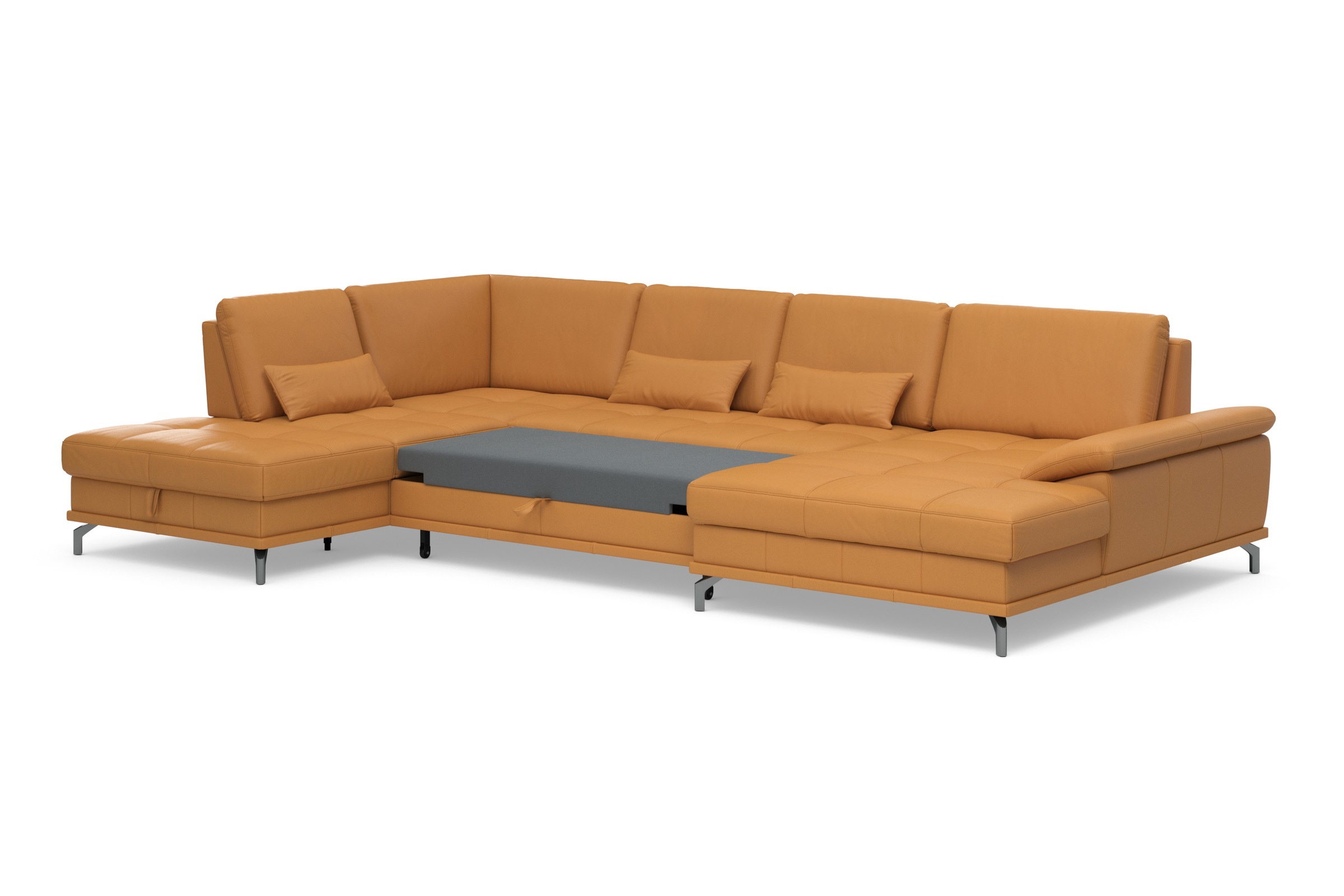Places of Style Wohnlandschaft »Costello U-Form, B: 363 cm mit Sitztiefen-, Armteilverstellung &«, 3 Nierenkissen, optional Bettfunktion & Bettkasten