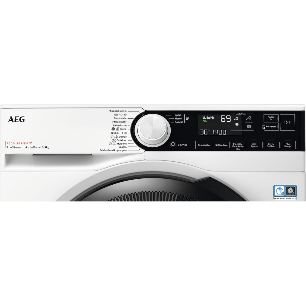 AEG Waschmaschine »LR7D70490«, 7000 ProSteam®, LR7D70490, 9 kg, 1400 U/min, ProSteam - Dampf-Programm für 96 % weniger Wasserverbrauch & Wifi