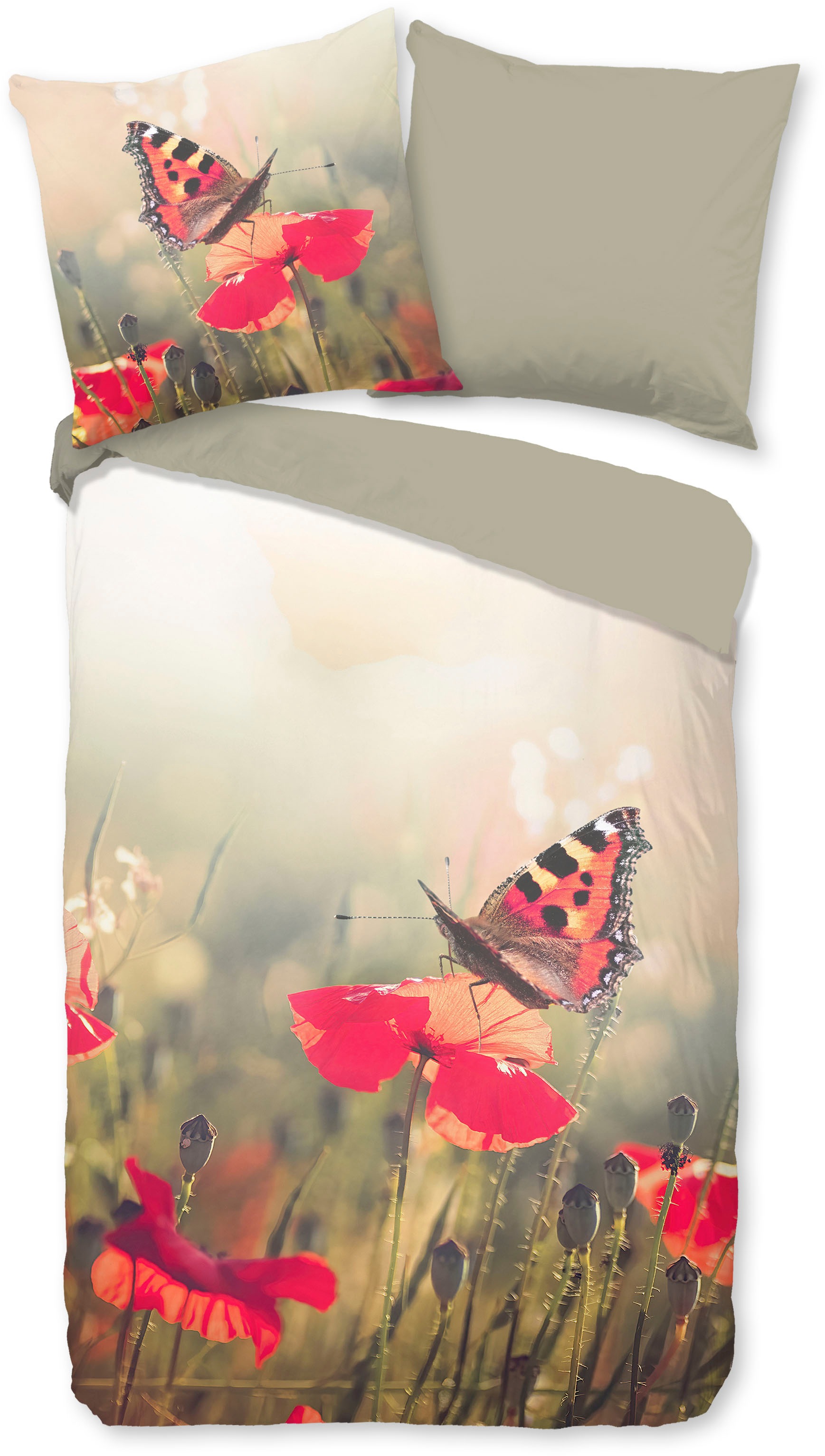 good morning Wendebettwäsche "Poppies" 3 Stk. tlg. 100% Baumwolle, 135x200, günstig online kaufen