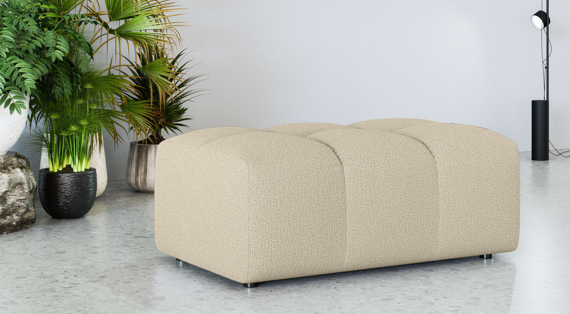 OTTO home Polsterhocker "TUURE Sitzhocker, Bubble-Optik, Maße B/T/H: 124/80/46 cm" moderne Steppung, hoher Sitzkomfort und modernes Design