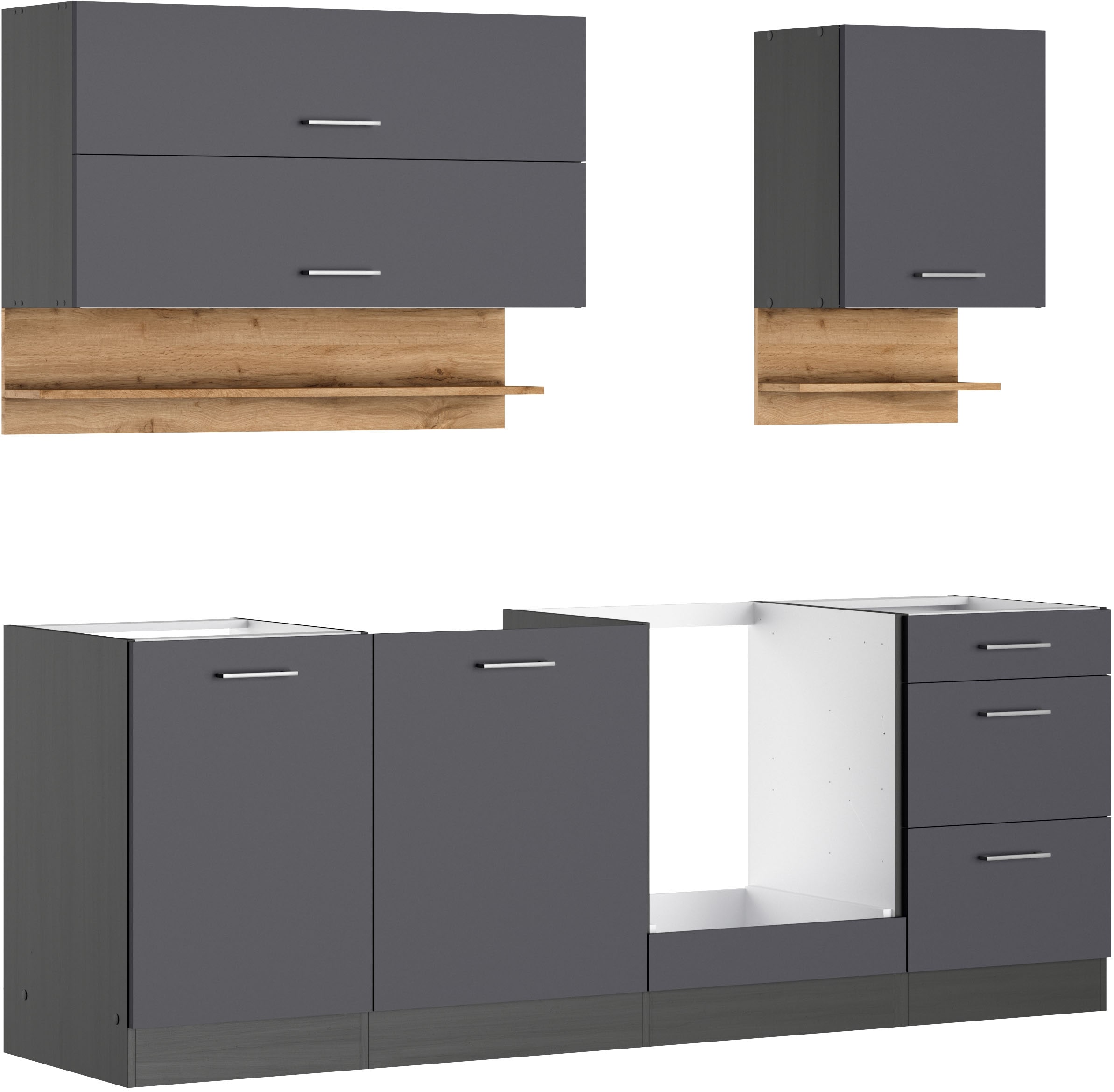 KOCHSTATION Küchenzeile "KS-Milan", 220 cm breit, robuste Metallauszüge, vi günstig online kaufen