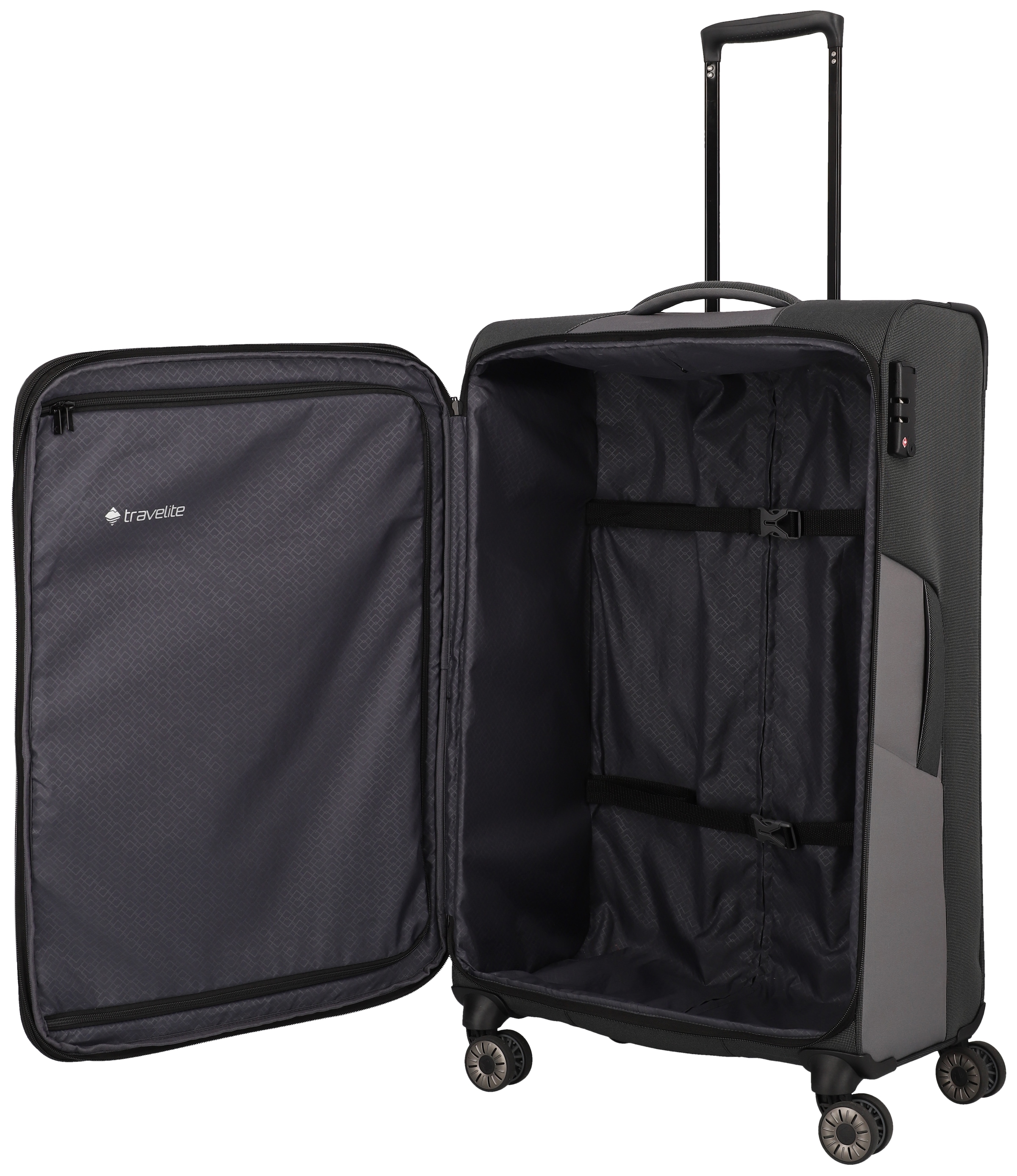 travelite Trolleyset »VIIA L/M/S, Reisetasche«, (4 tlg.), Kofferset Reisegepäck mit erweiterbarem Volumen und TSA Schloss