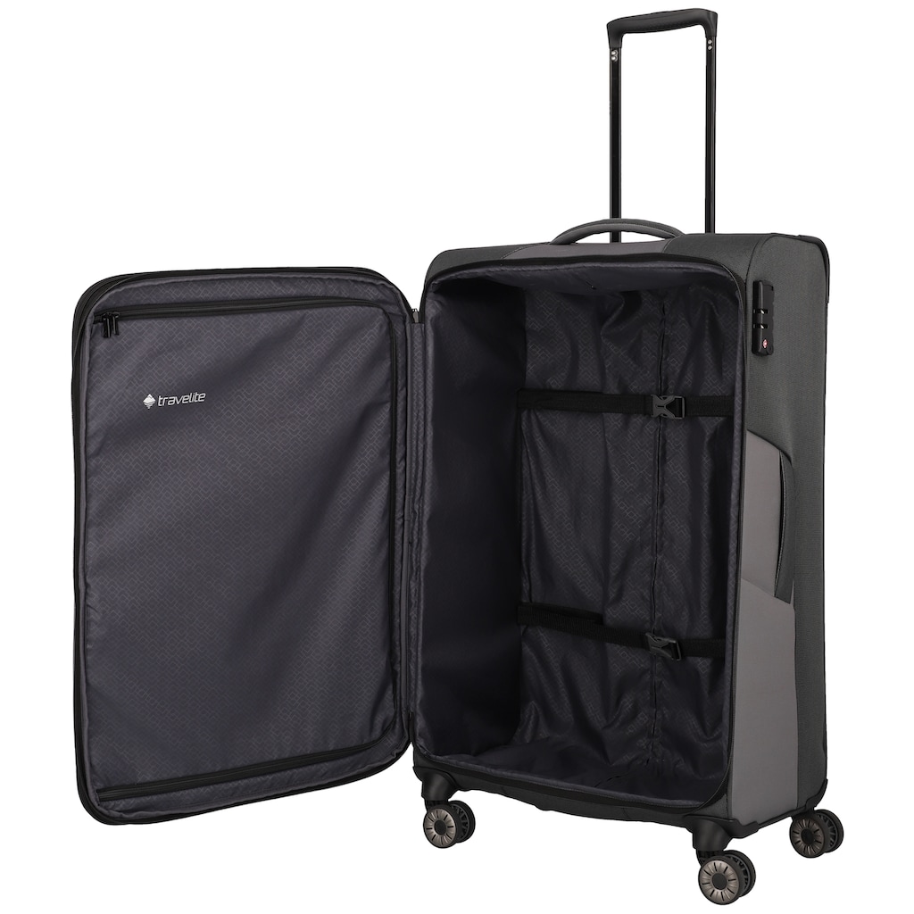 travelite Trolleyset »VIIA L/M/S, Reisetasche«, (4 tlg.), Kofferset Reisegepäck mit erweiterbarem Volumen und TSA Schloss