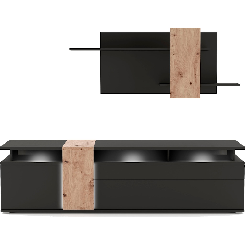 COTTA Wohnwand »Montana«, (Set, bestehend aus 1 TV-Lowboard, Breite 235 cm, und 1 Wandregal,Br. 170 cm)