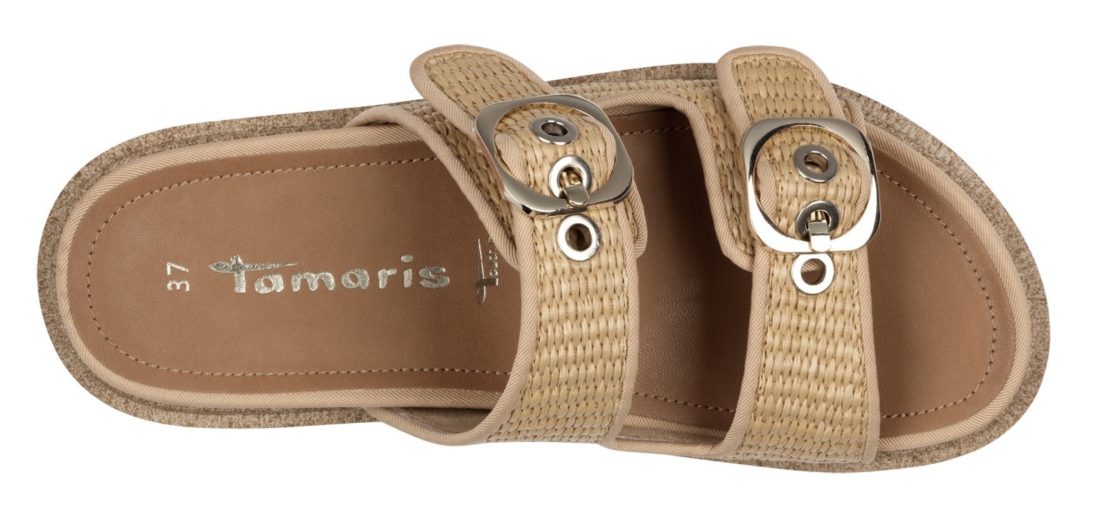 Tamaris Pantolette, Plateau, Sommerschuh, Schlappen mit verstellbaren Schnallen