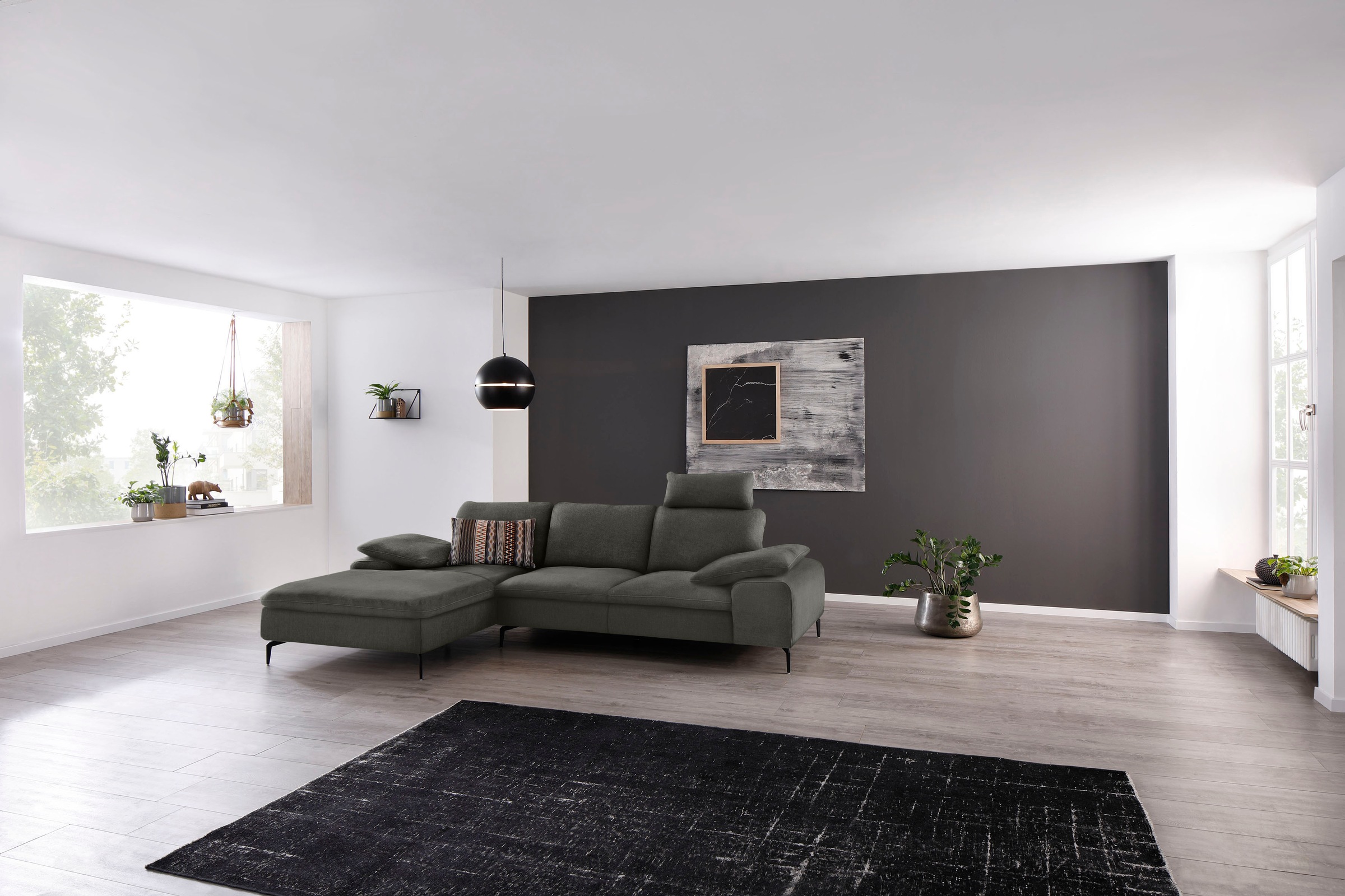 W.SCHILLIG Ecksofa »valentinoo, Designsofa, bequem, elegant und zeitlos, L-Form«, (Set), inklusive Hocker, mit Sitztiefenverstellung, Breite 299 cm