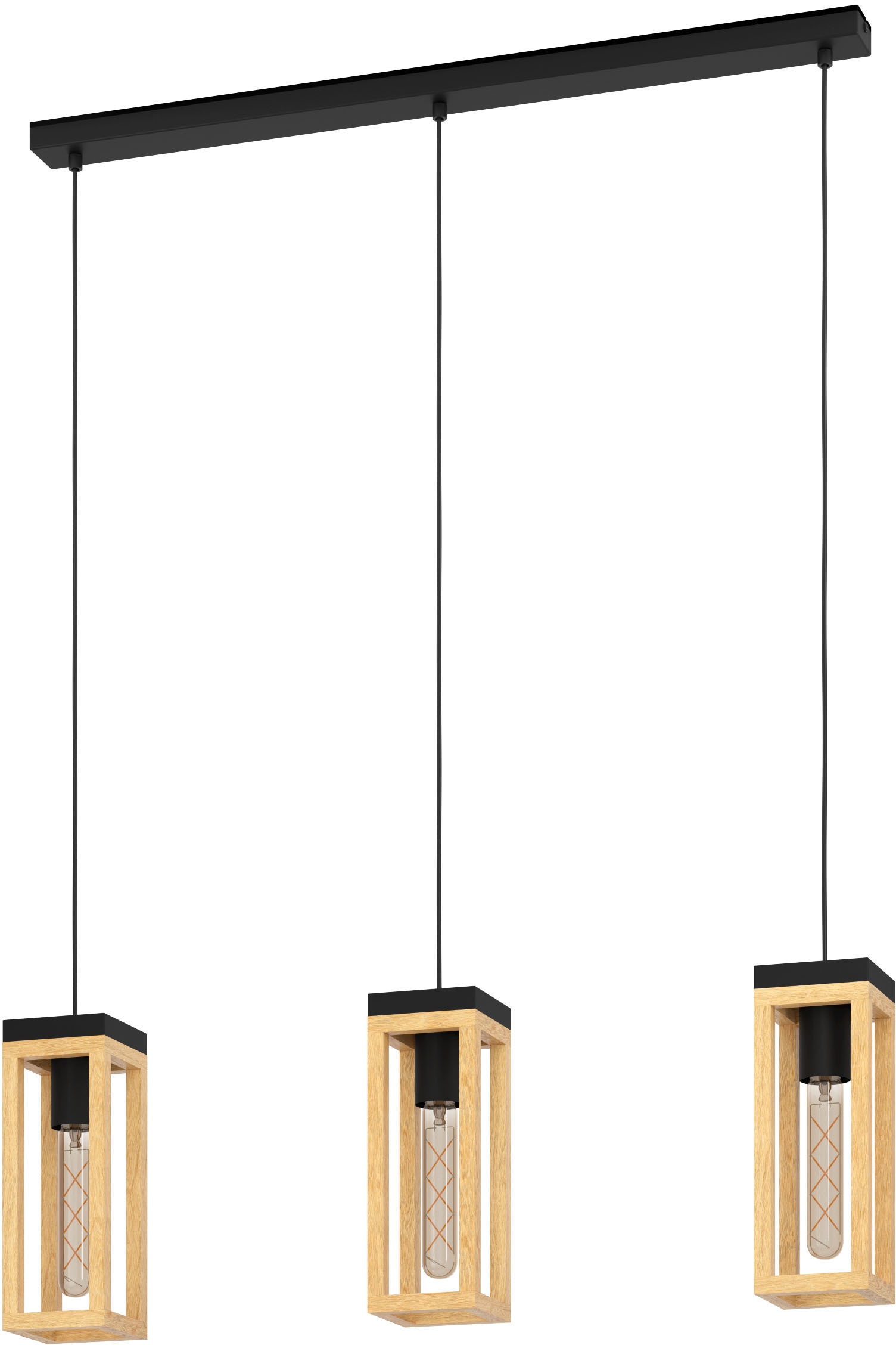 "EGLO Hängeleuchte ""NAFFERTON"", braun (schwarz, braun), H: 110cm, 1 Stk., Leuchten, Hängeleuchte in schwarz und braun aus Stahl, Holz - exkl. E27