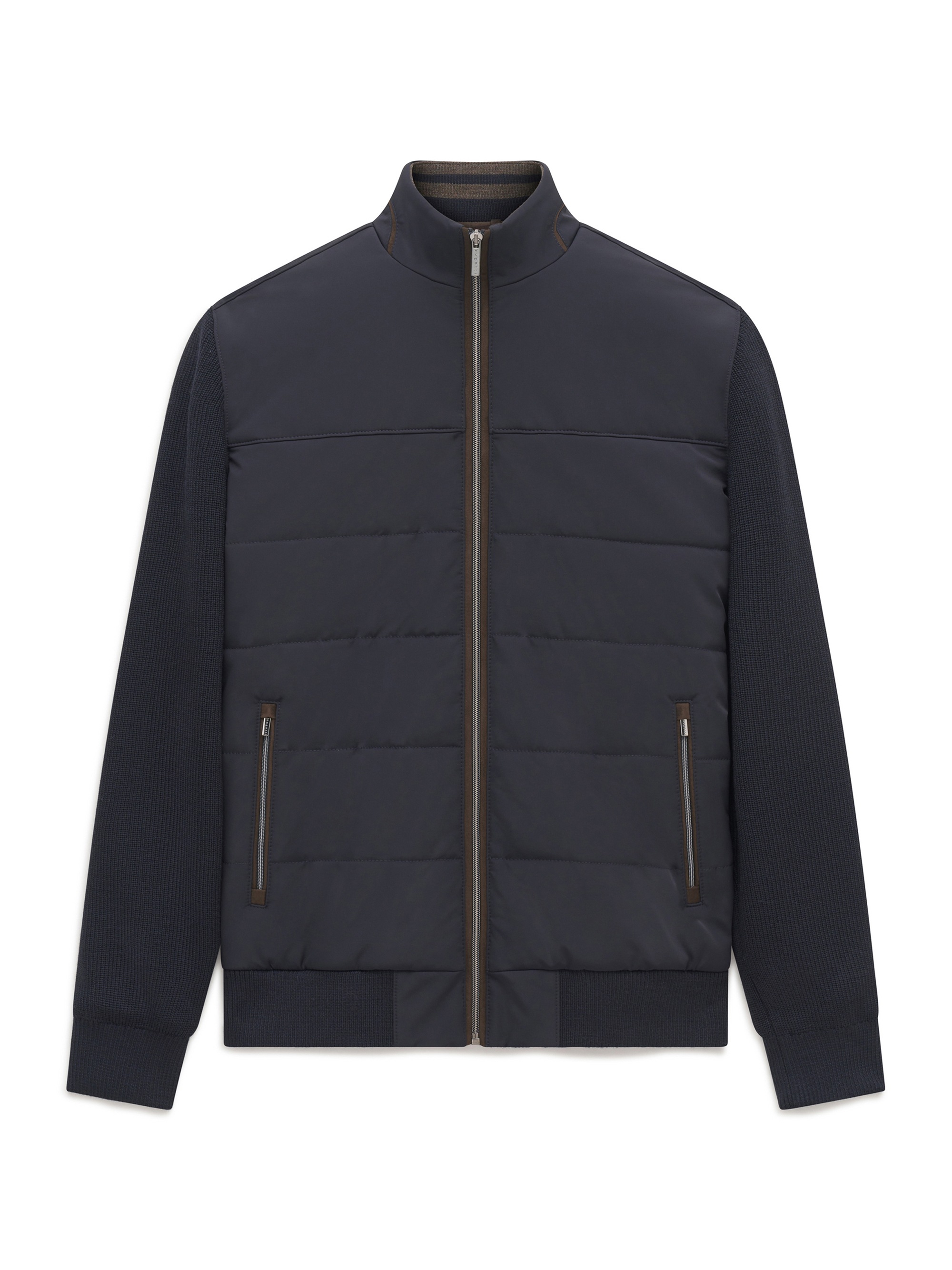bugatti Strickjacke »Regular Fit« Regular Fit Hybrid Stehkragen