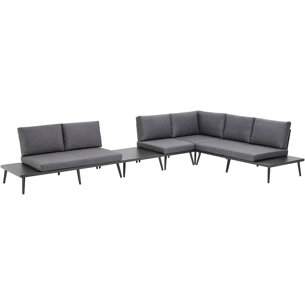 KONIFERA Gartenlounge-Set »Denver«, (Set, 14 tlg., 2x 2er Sofa mit Ablae, 1x Ecke, 1x Sessel, 1x Tisch 85x85x39,5cm)