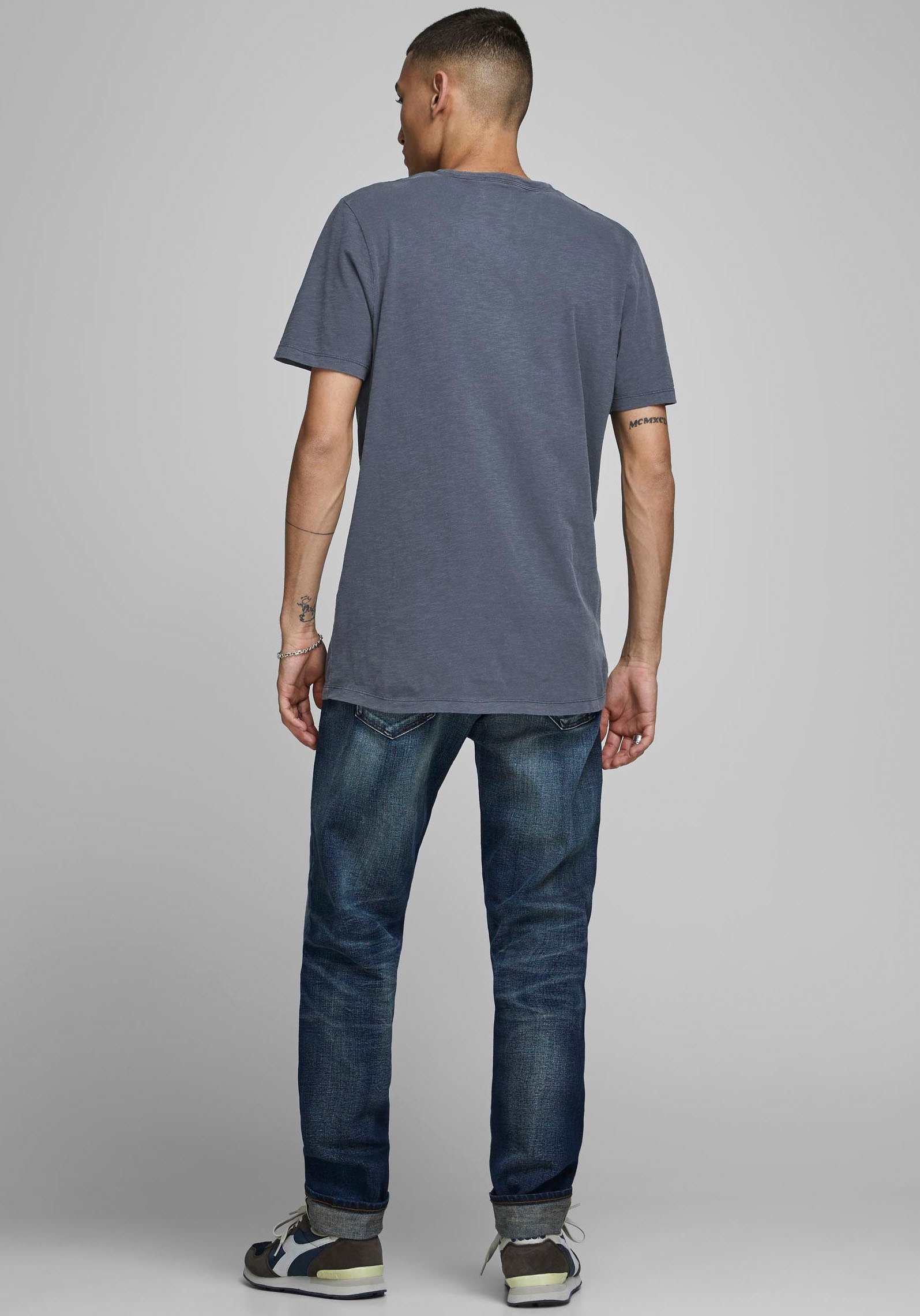 Jack & Jones Herren Rundhals T-Shirt JJESPLIT - Slim Fit günstig online kaufen