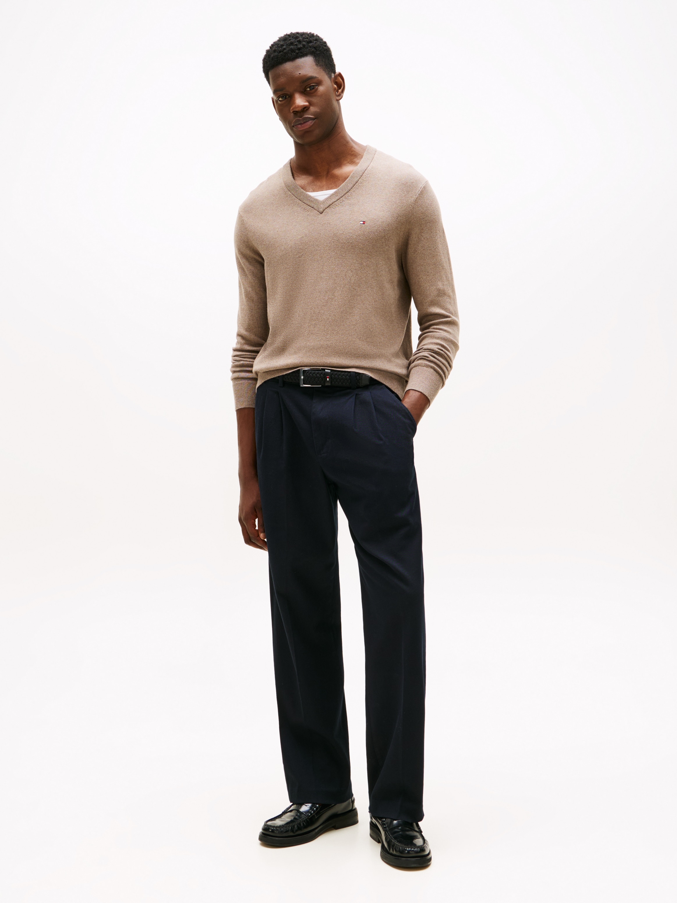 Tommy Hilfiger V-Ausschnitt-Pullover »PIMA ORG CTN CASHMERE V NECK«