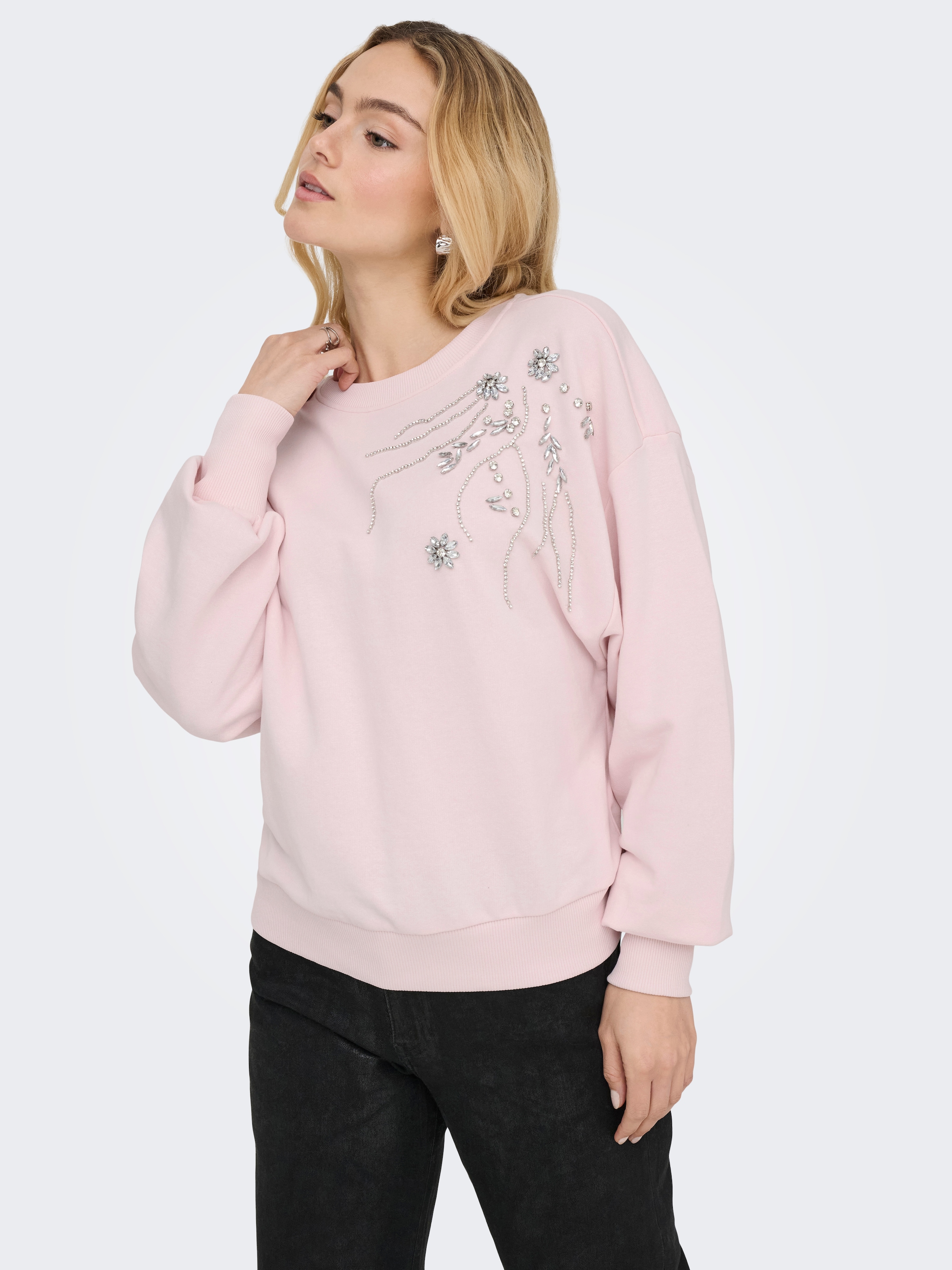 ONLY Sweatshirt "ONLCAMELA BROOKE GLITTER LS ONECK UB SWT", Baumwollmischun günstig online kaufen