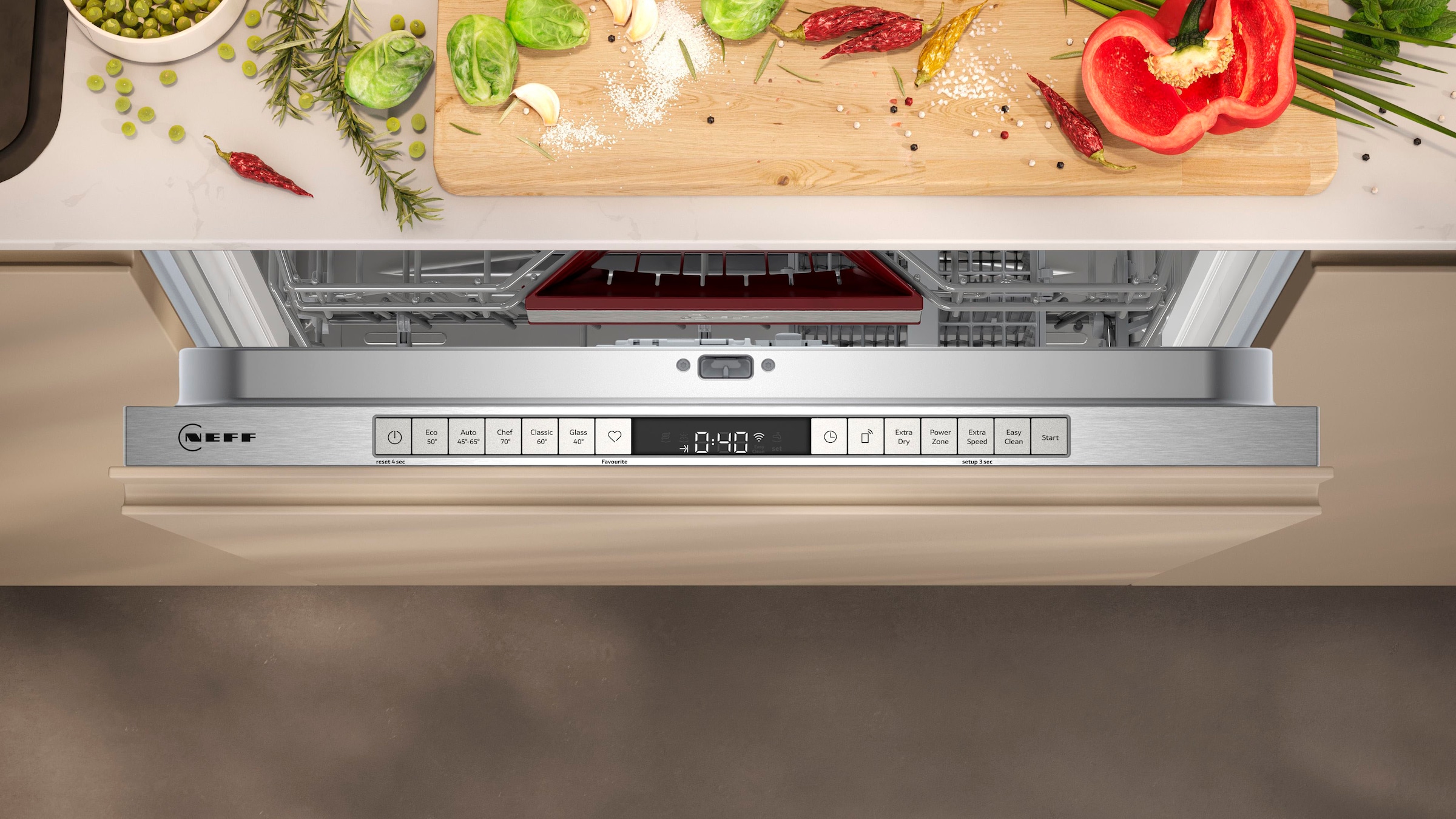 NEFF vollintegrierbarer Geschirrspüler N 50 »S155EAX04E«, 13 Maßgedecke, Time Light: auf den Boden projizierte Restlaufzeit